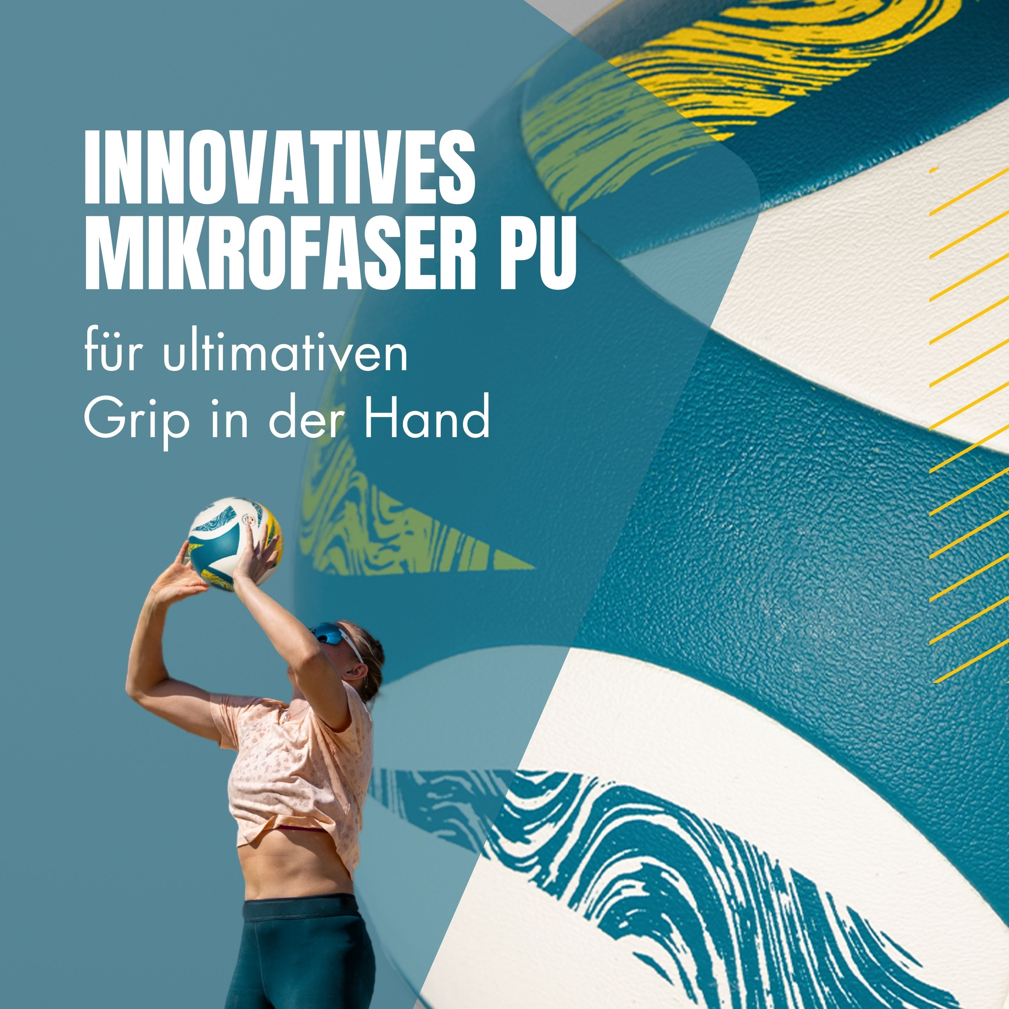 Momevo Beachvolleyball Momevo SunPro DVV1 zertifiziert - Profi Ball blau gelb