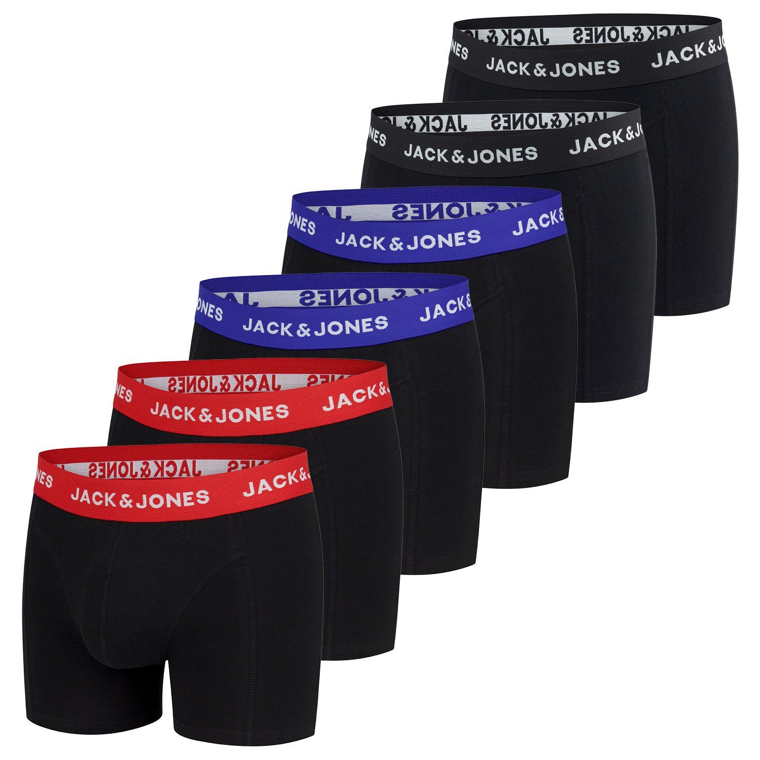 Jack & Jones Boxershorts Herren Retroshorts 6er Pack Basic Trunks (Vorteilspack, 6-St) Unterhosen mit Stretch Pack 3