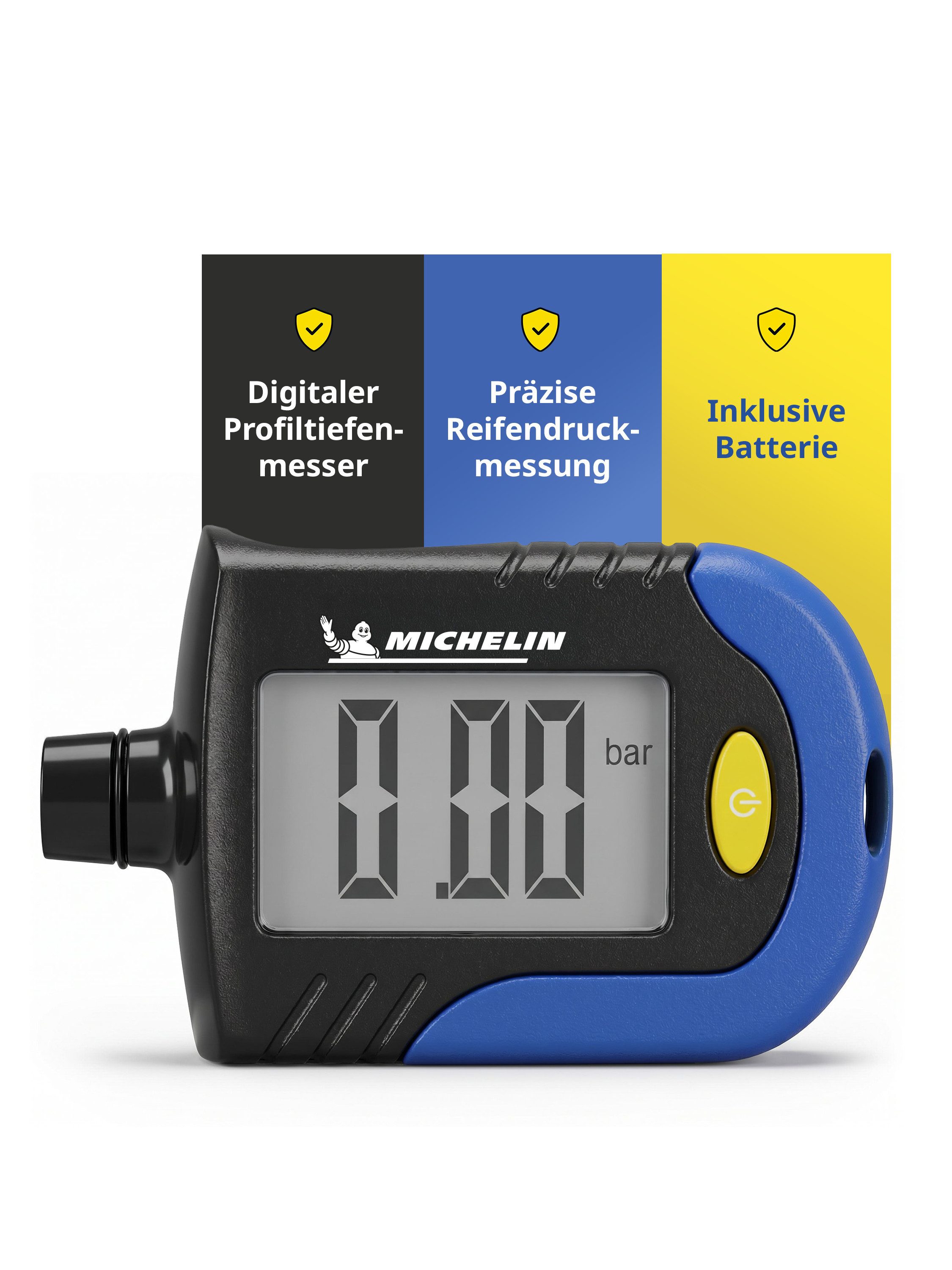 Michelin Reifendruckkontrollsystem Digitaler Reifendruckprüfer Reifendruckmesser Profiltiefe Messgerät