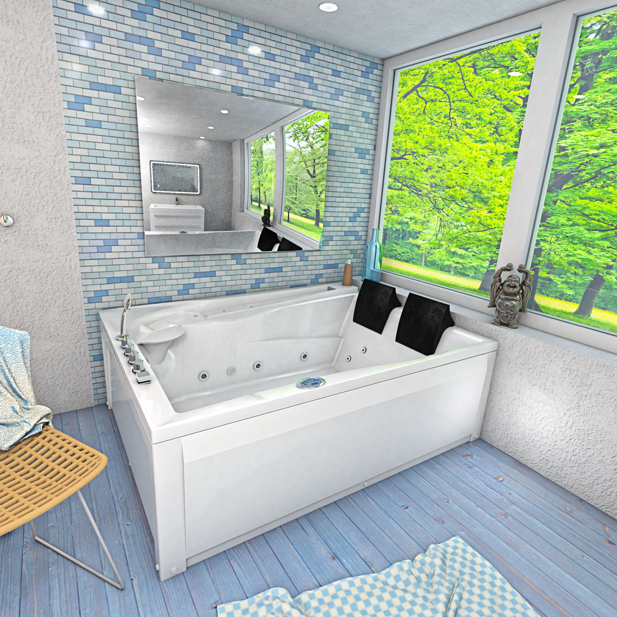 Thumbnail - AcquaVapore Whirlpool-Badewanne Whirlpool Pool Badewanne Eckwanne Wanne W12H-TH-C-ALL 180x135cm, (1-tlg)