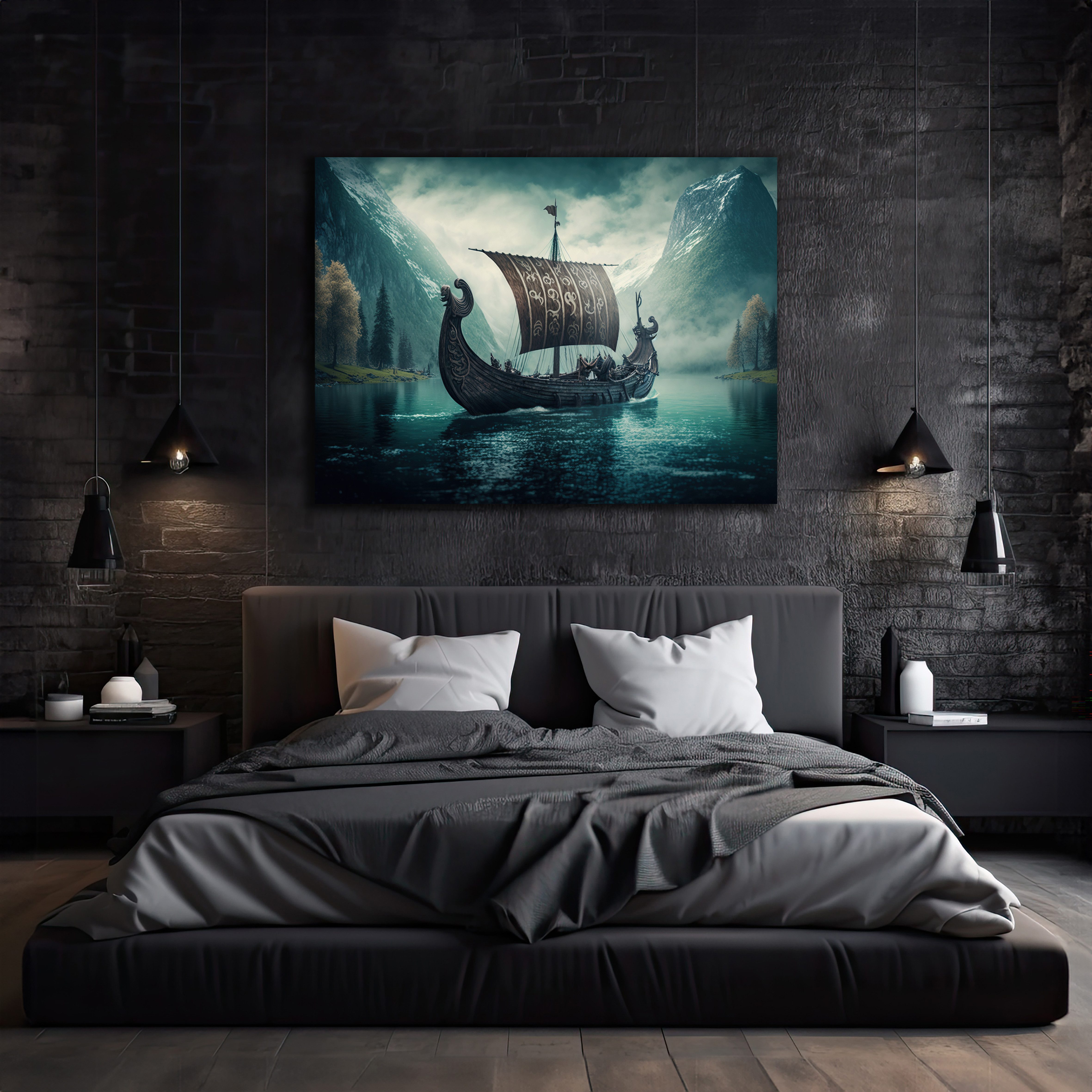 DARO Design Leinwandbild Modern Abstrakt Wandbilder XXL Wandbild Wand Deko Leinwand Bilder, (Kriegsschiff - Bild groß Wohnzimmer Schlafzimmer Küche Esszimmer Ei – Bild 2 von 4