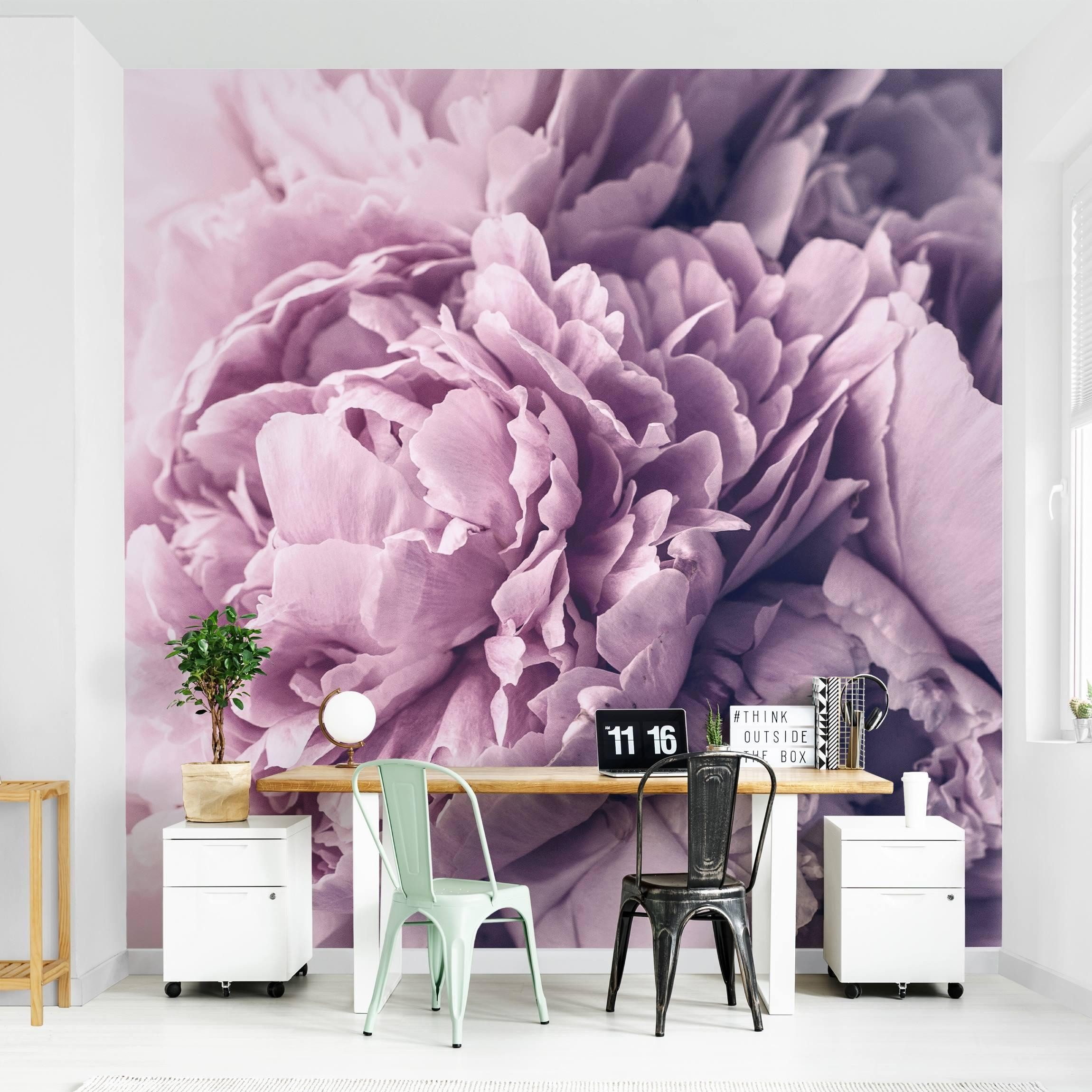 Bilderdepot24 Fototapete Rosen Lila Pfingstrosenblüten Blumen Natur Pflanzen Wanddeko, Glatt, Matt, (Vliestapete inkl. Kleister oder selbstklebend), Wohnzimmer Schlafzimmer Küche Flur Motivtapete Vliestapete Wandtapete
