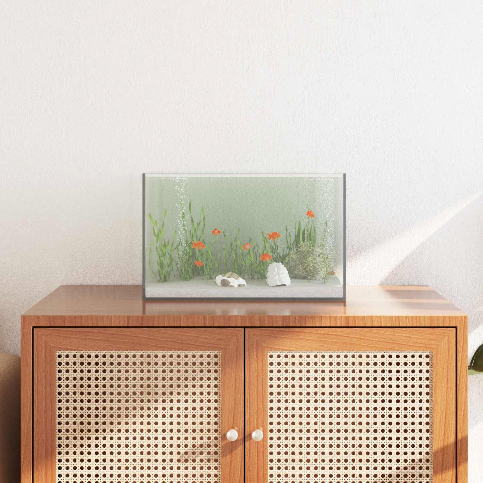 vidaXL Aquarium 40 x 25 x 25 cm Aquarium mit Speicher Weiß Glas