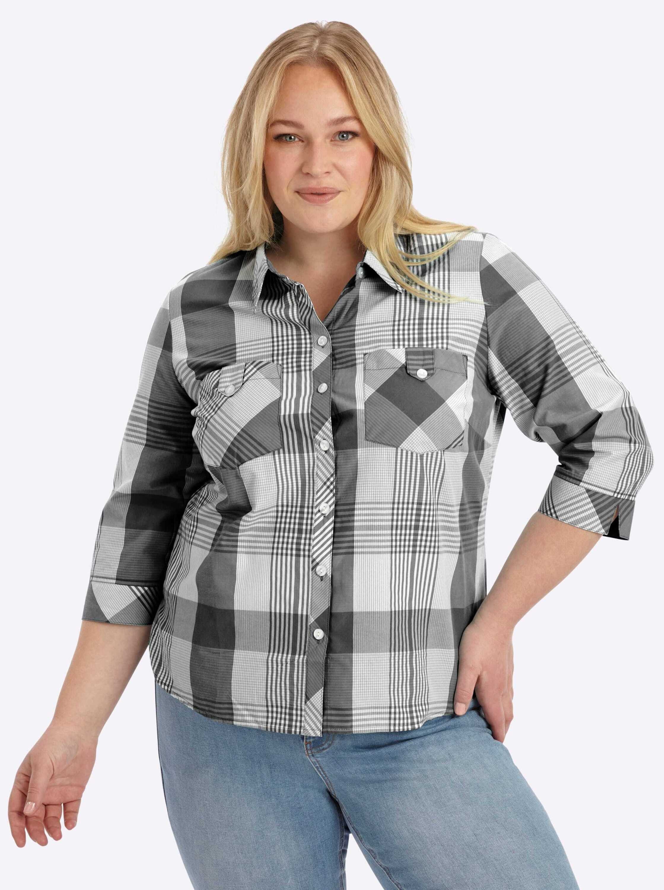 Witt Klassische Bluse Karo-Bluse 3/4-Arm