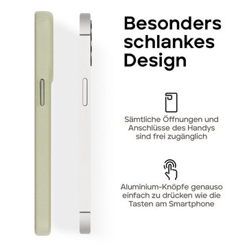 wiiuka Smartphone-Hülle skiin MACARON Handyhülle für iPhone 15, Handgefertigt - Deutsches Leder, Premium Case