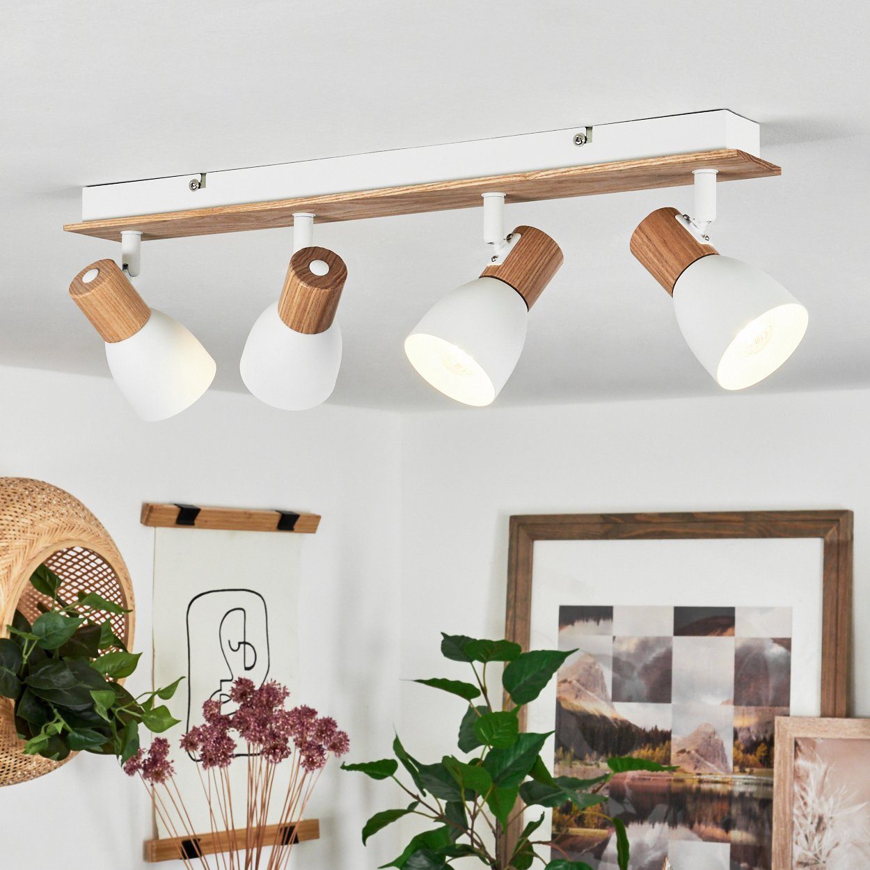 ohne Natur/Weiß, Metall/Holz »Marostica« moderne in Deckenlampe Deckenleuchte aus hofstein Leuchtmittel