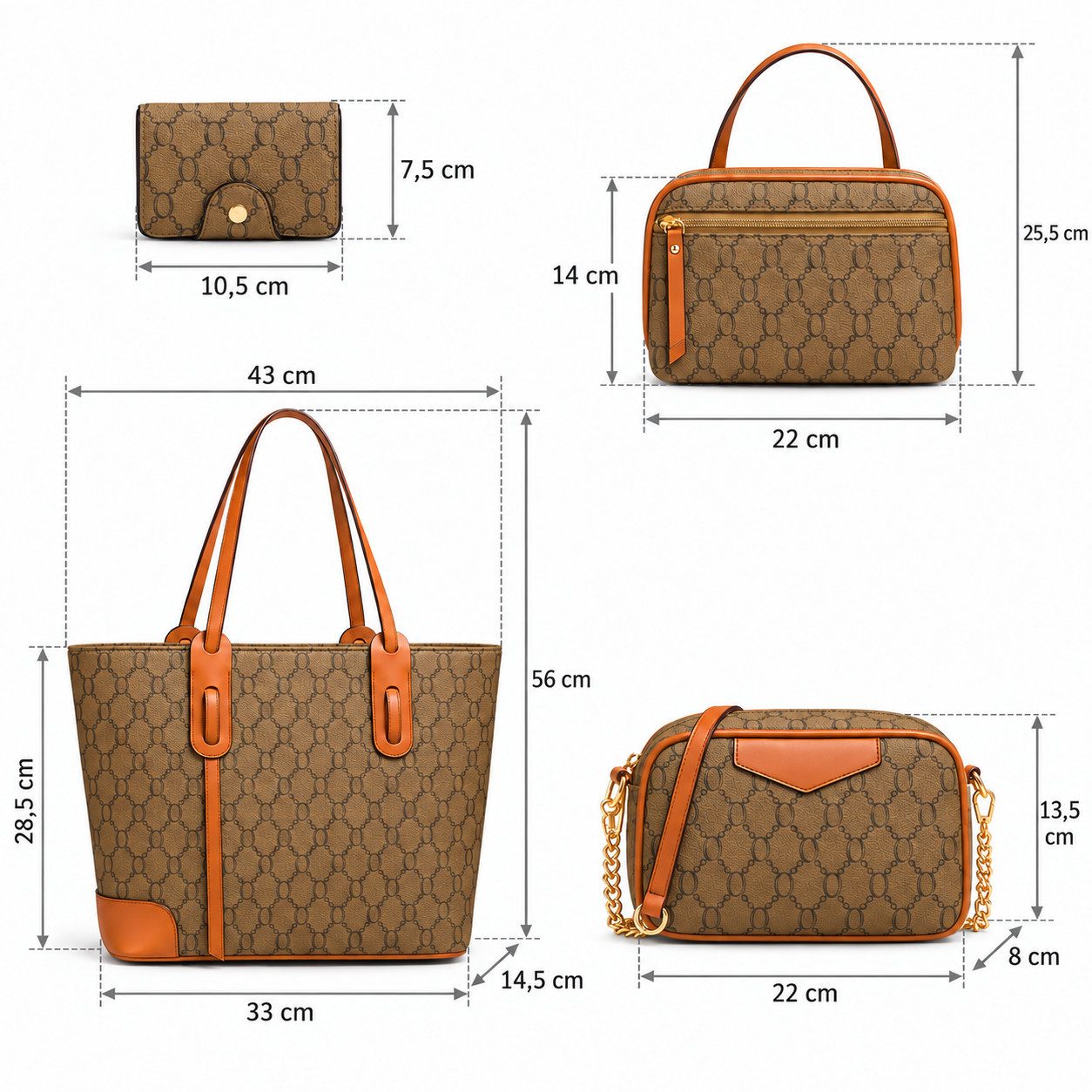 Fyrove Shopper Damen Handtasche Tote Shopper Groß Schultertasche Umhängetasche (4-teiliges Set Buro Schule Einkauf Reise Geschenk, Aufbewahrungstaschen, Geldbör – Bild 3 von 5