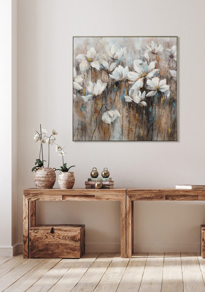 ArtUniverse Gemälde Vintage Mohn 100 x 100 cm, Naturmotiv
