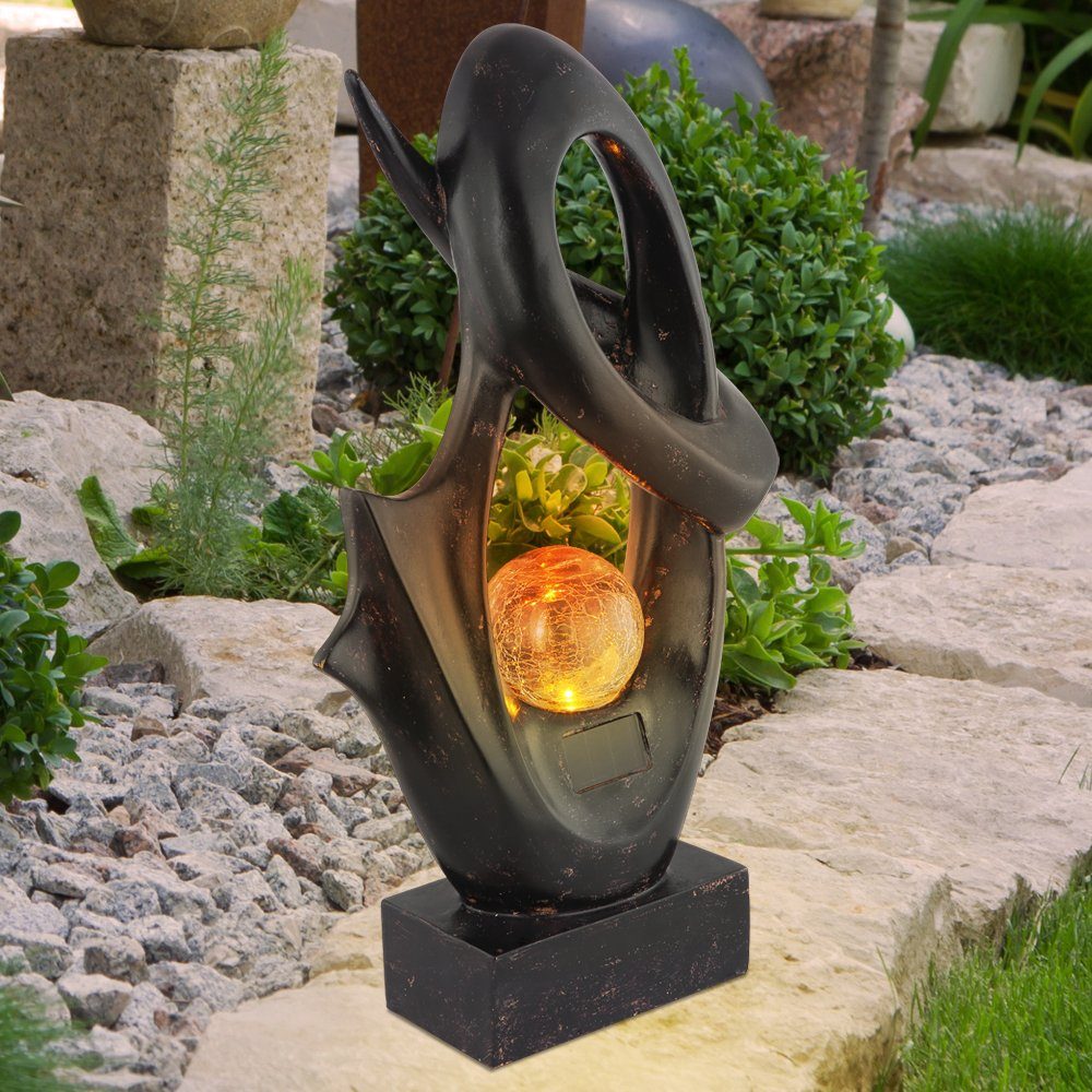 Feuereffekt verbaut, Solarlampe LED 45cm Globo LED-Leuchtmittel Außenleuchte warmweiß Terrassenlampe H Warmweiß, Gartenleuchte, fest