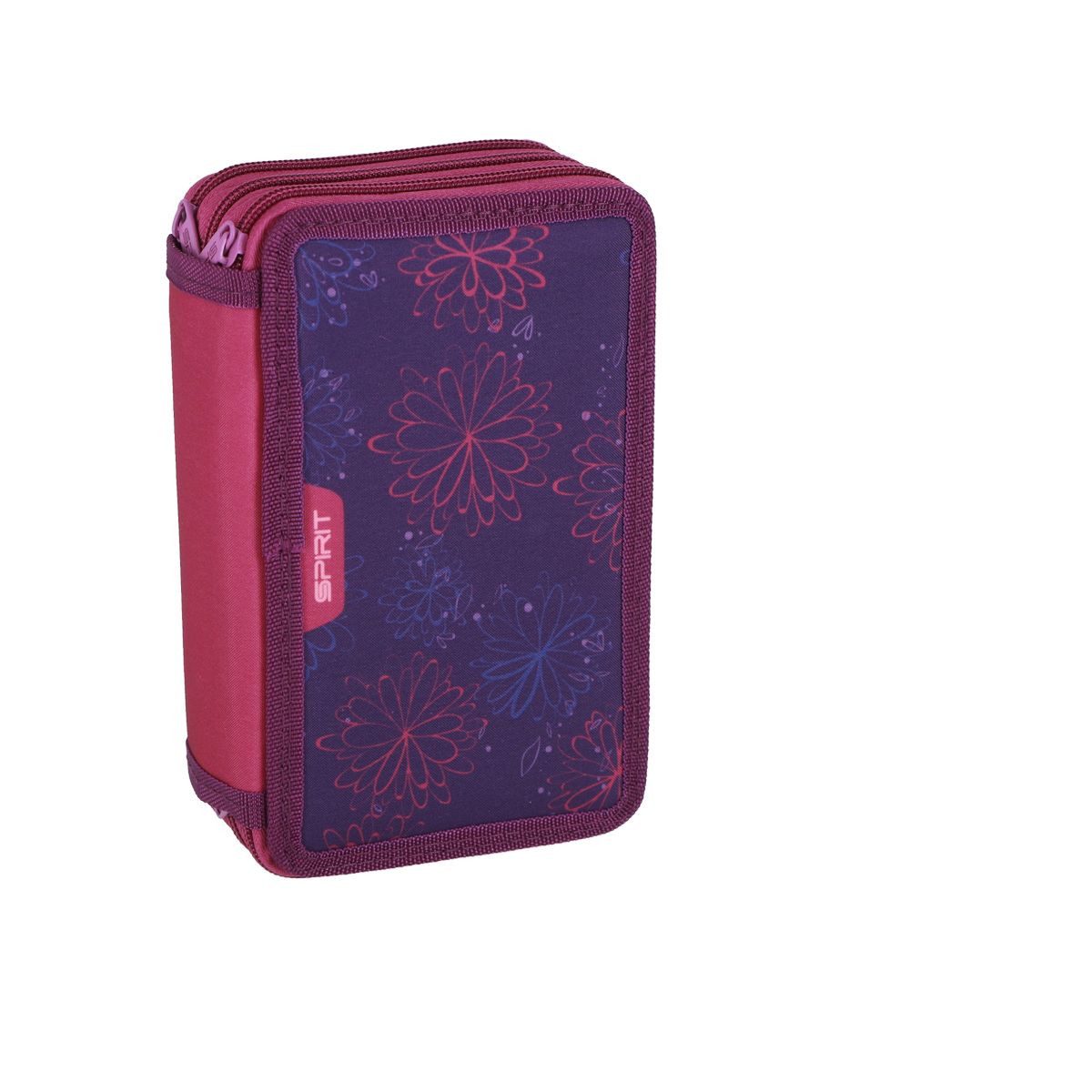 Spirit Federmäppchen SPIRIT Schüler Etui 28 teilig 3-Zipper Mäppchen ABS FLOWERS