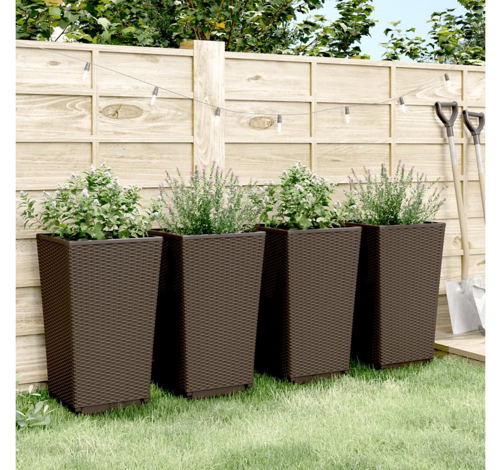Thumbnail - vidaXL Blumentopf Pflanzkübel 4 Stk. Braun 32,5x32,5x57 cm PP (4 St)