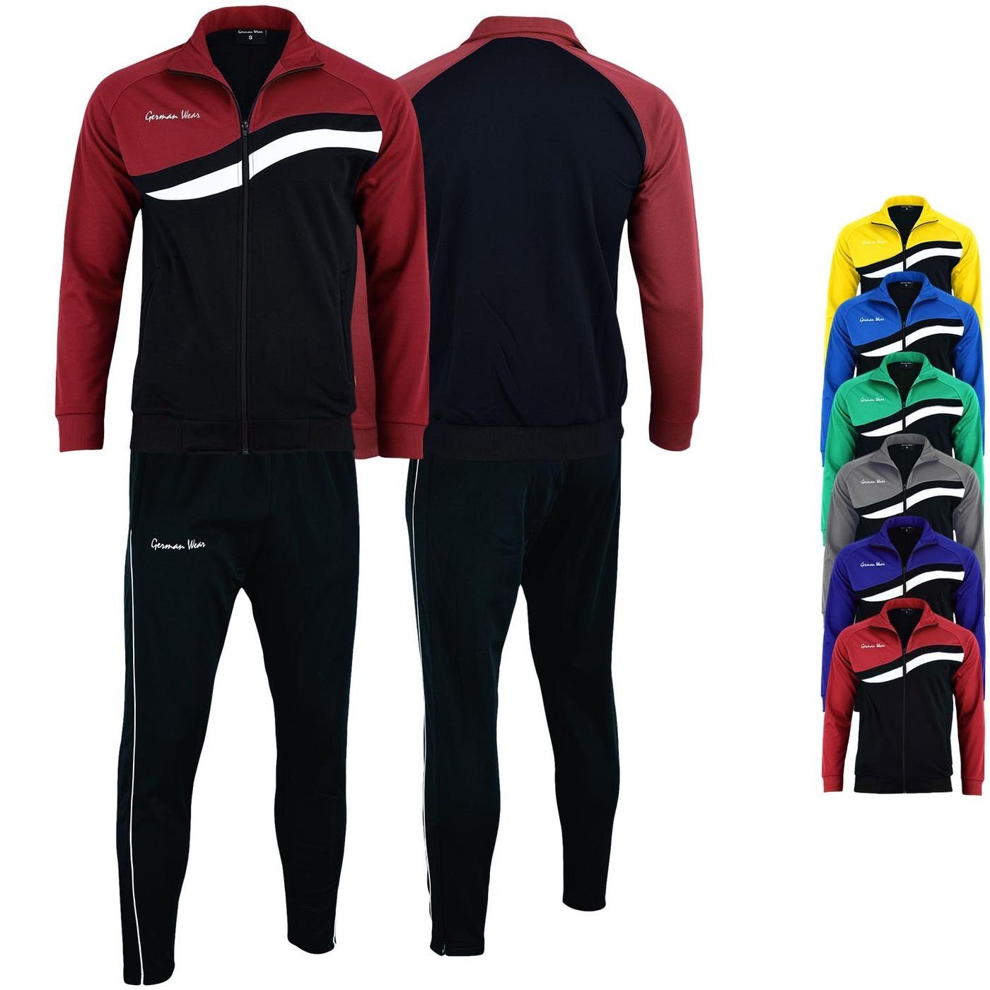 German Wear Trainingsanzug GW779k, Doppellagig Trainingsanzugs Weinrot Jogginganzug Herren Sportanzug