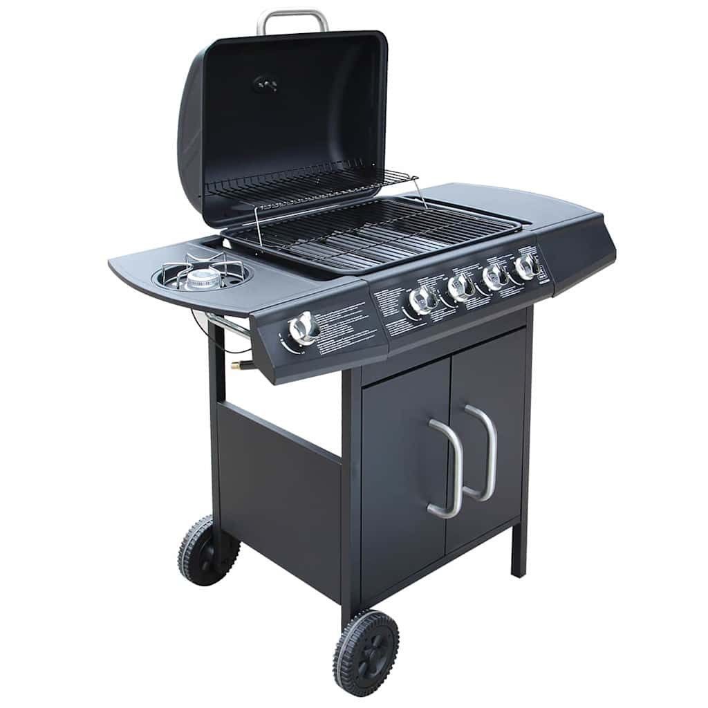 vidaXL Gasgrill Gasgrill 4+1 Brenner Schwarz