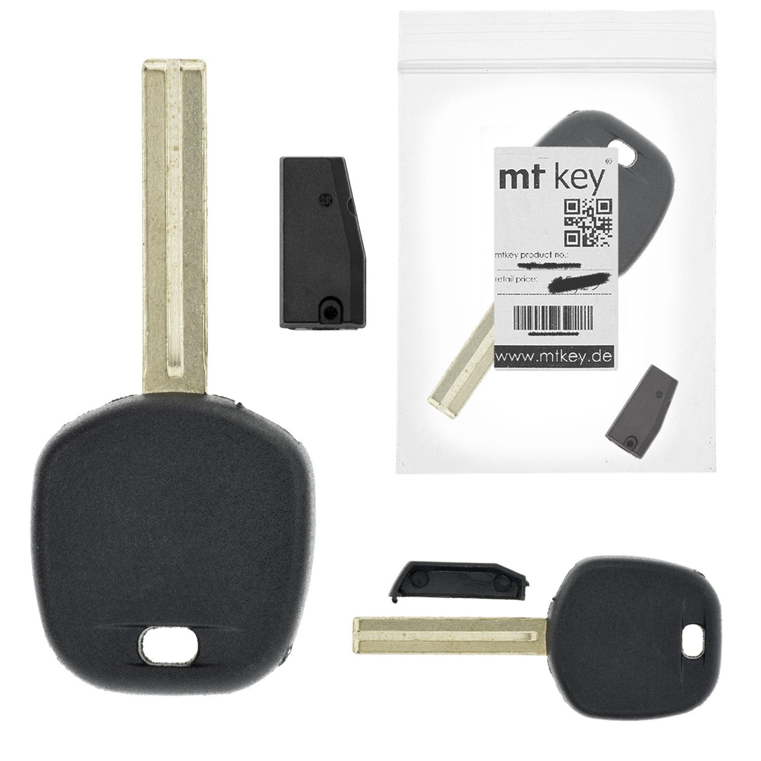 mt-key Schlüsseltasche Auto Zünd Schlüssel Rohling TOY48 + DST80BIT Transponder (Set), für Toyota Highlander Asu40/Gsu4#/Mhu48 (08-13)