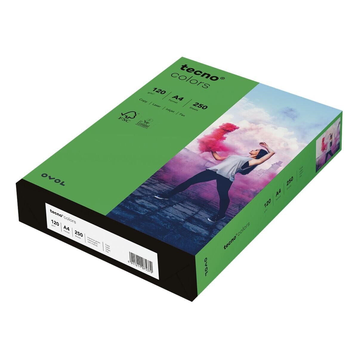 Inapa tecno Druckerpapier Rainbow / tecno Colors, Intensivfarben, Format DIN A4, 120 g/m², 250 Blatt