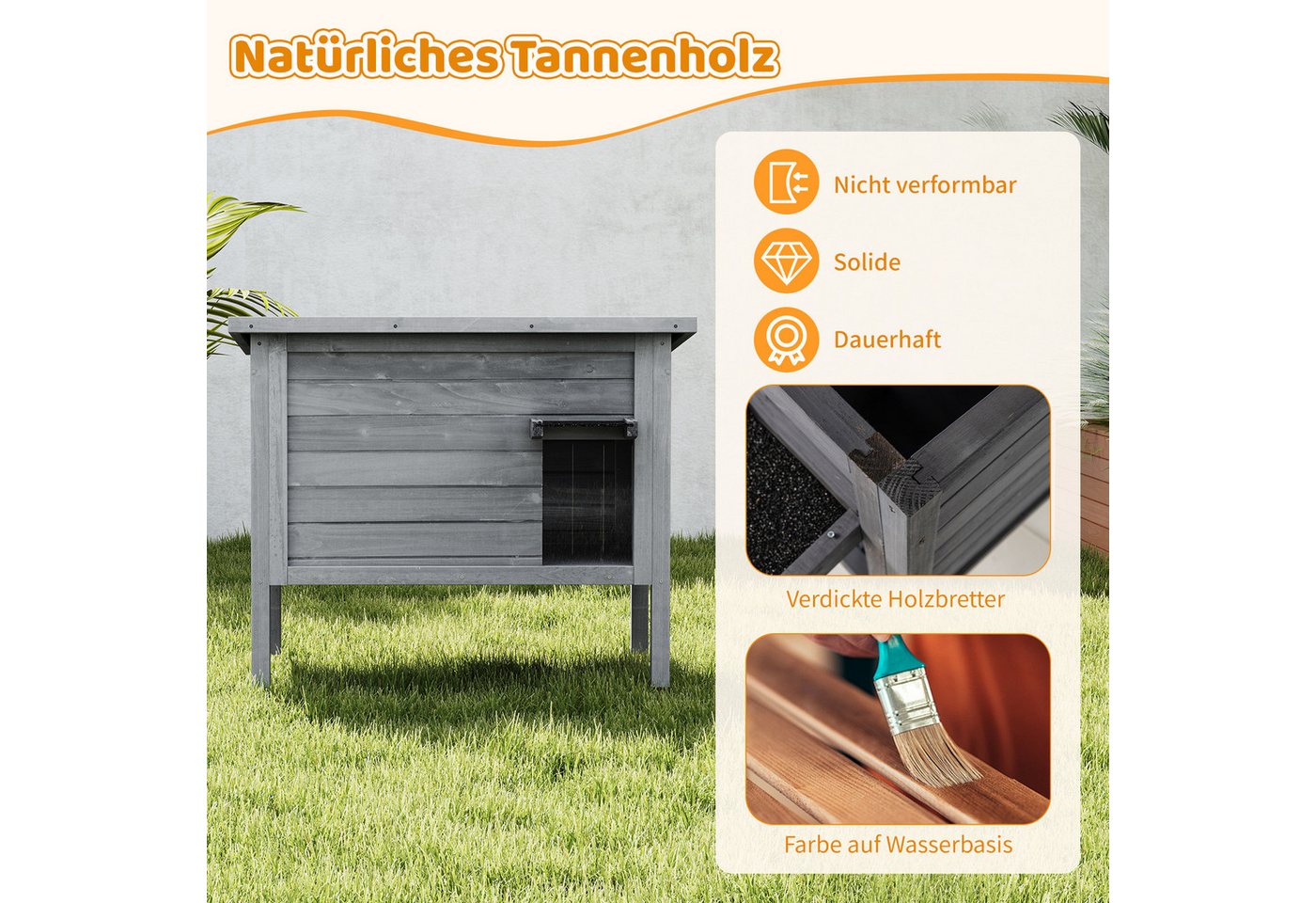 Thumbnail - KOMFOTTEU Tierhaus, Katzenversteck mit geneigtem Asphaltdach