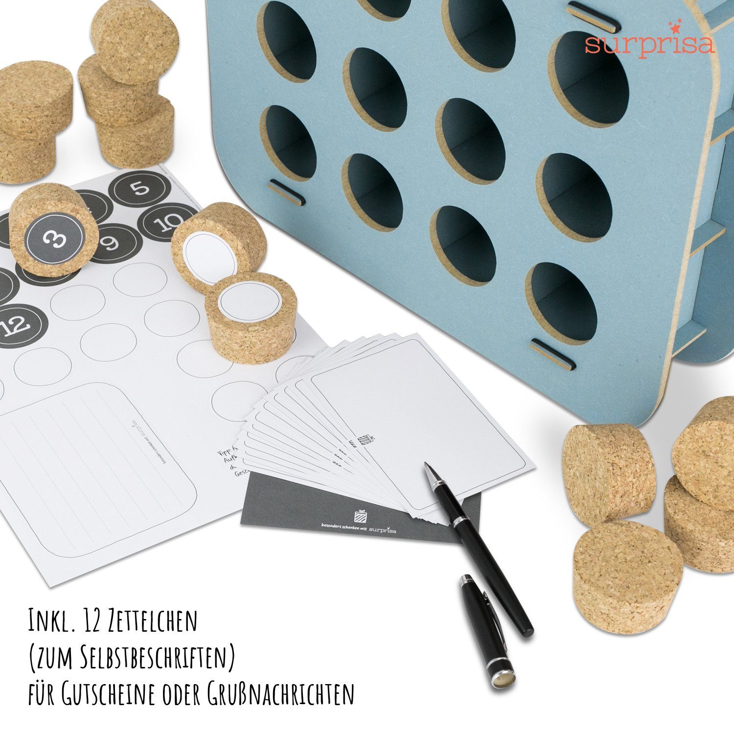 SURPRISA Kalender zum Selbstbasteln Geschenk-Kalender mit 12 Fächern zum Geburtstag, Geburt oder Hochzeit, Kreative Geschenkverpackung für individuelle Geschenk – Bild 4 von 5