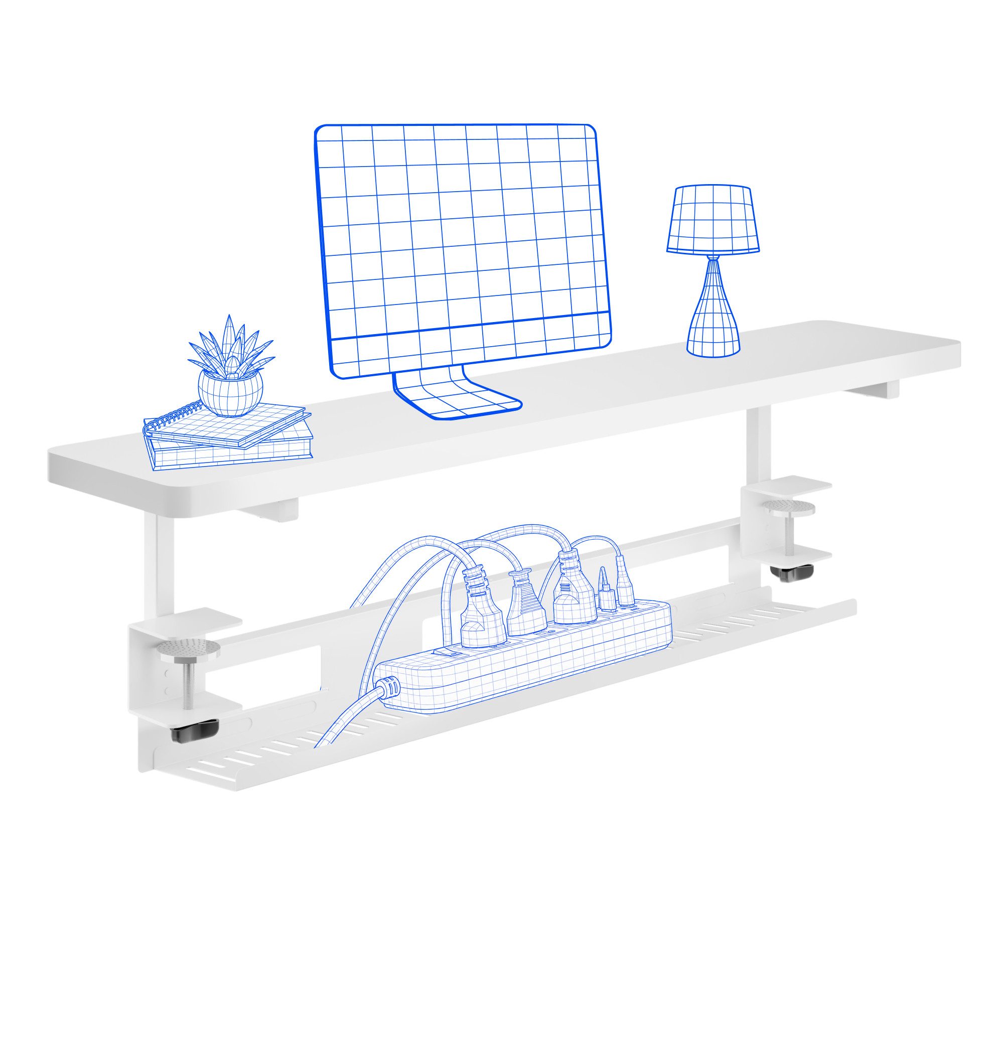 FLEXISPOT Schreibtischaufsatz Klemmbarer Monitorständer mit Untertisch-Ablage, ohne Bohren, (ergonomische Monitorerhöhung, bis 20 kg belastbar, passend für Tischplatten bis 25 mm)