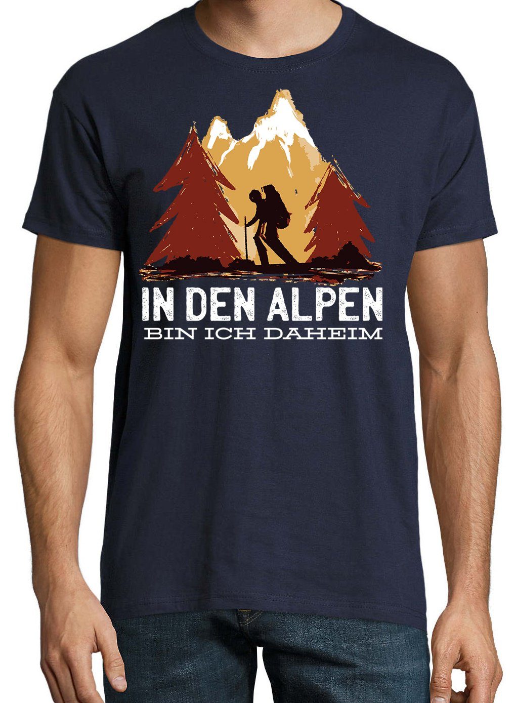 Youth Designz T-Shirt In Den Daheim Shirt Ich Bin Alpen Navyblau mit trendigem Frontprint Herren