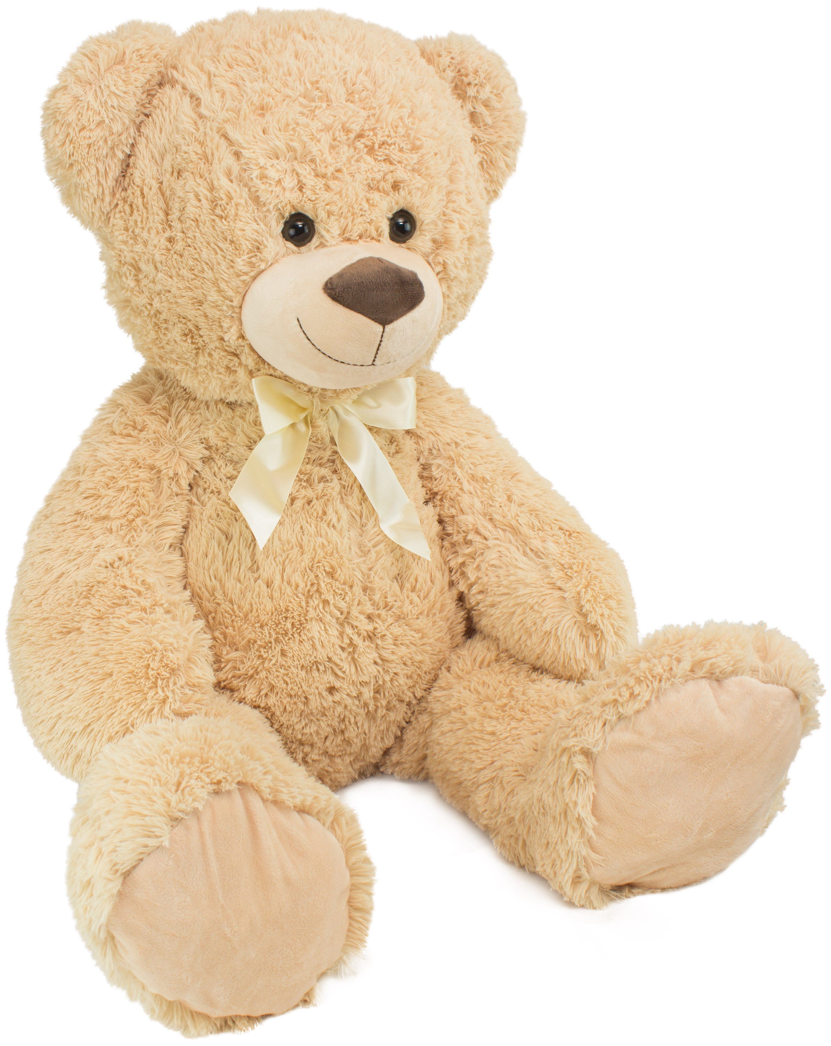 BRUBAKER Kuscheltier XXL Teddy 100 cm mit Nikolausmütze (1-St., mit Schleife und Geschenk Tasche), großer Teddy Bär - Weihnachten, Plüschtier mit Weihnachtsmütze