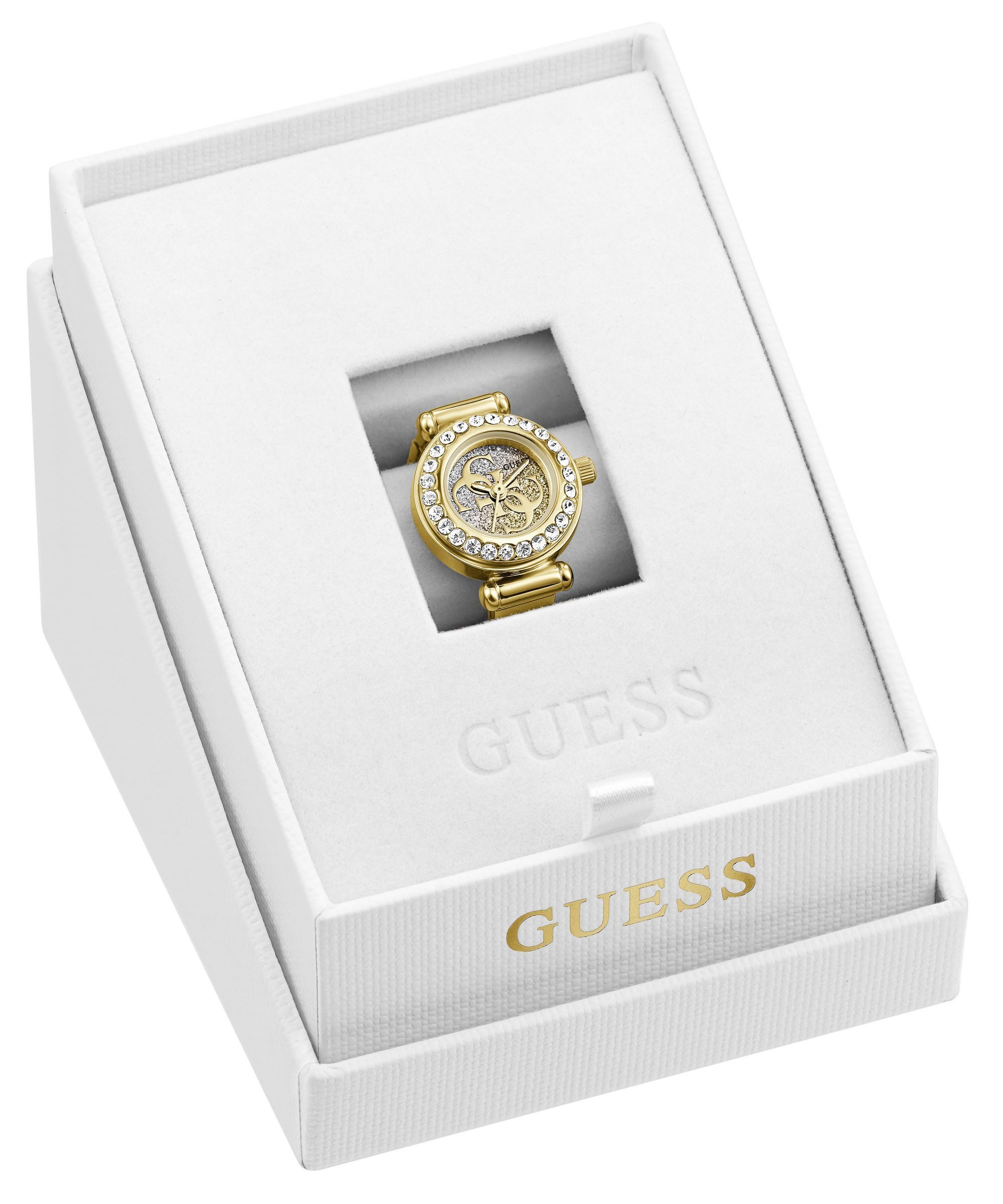 Guess Uhrenring ANNA GW1022L2, Quarzuhr, Damenuhr, Edelstahlringschiene, analog