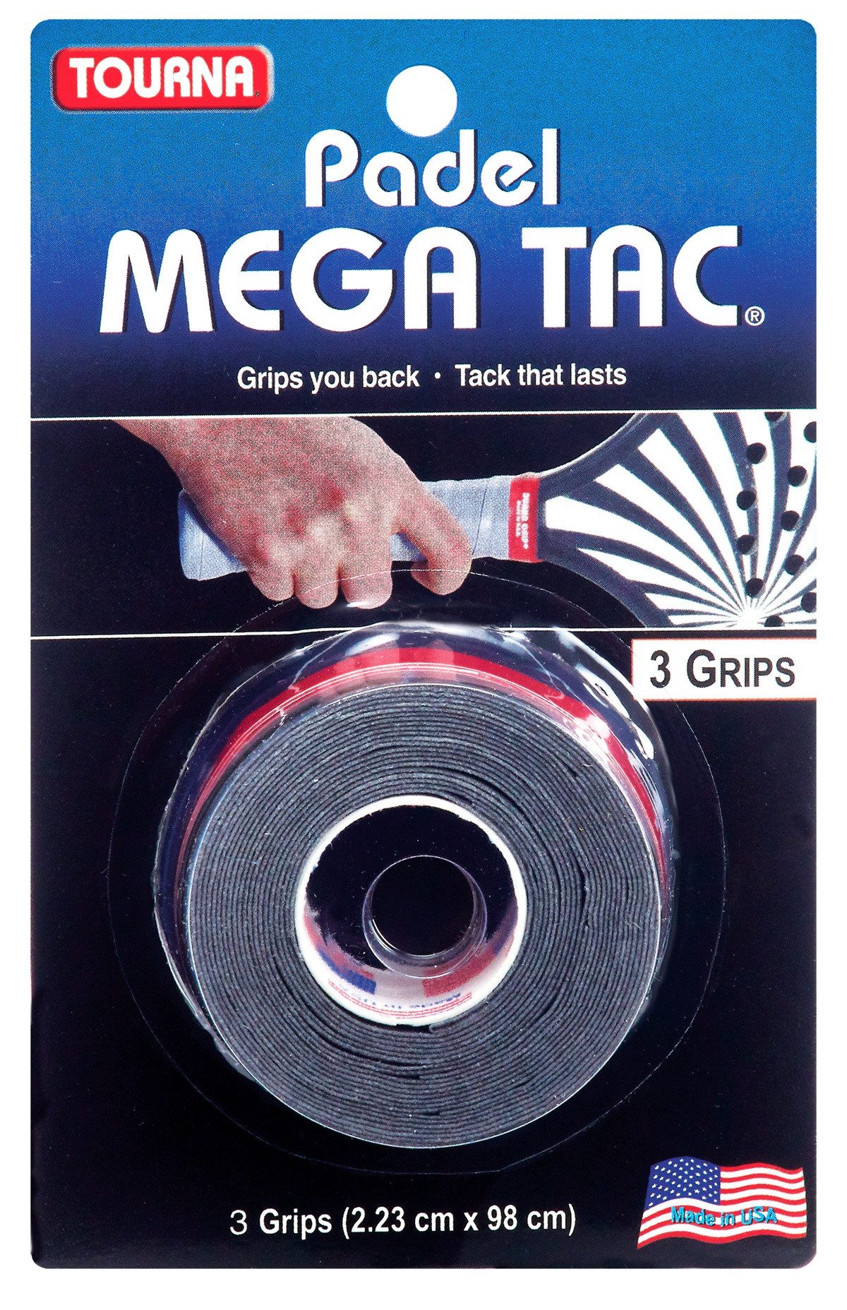 Griffband Overgrip Padel Mega Tac (extreme Griffigkeit, haltbar, breit) schwarz