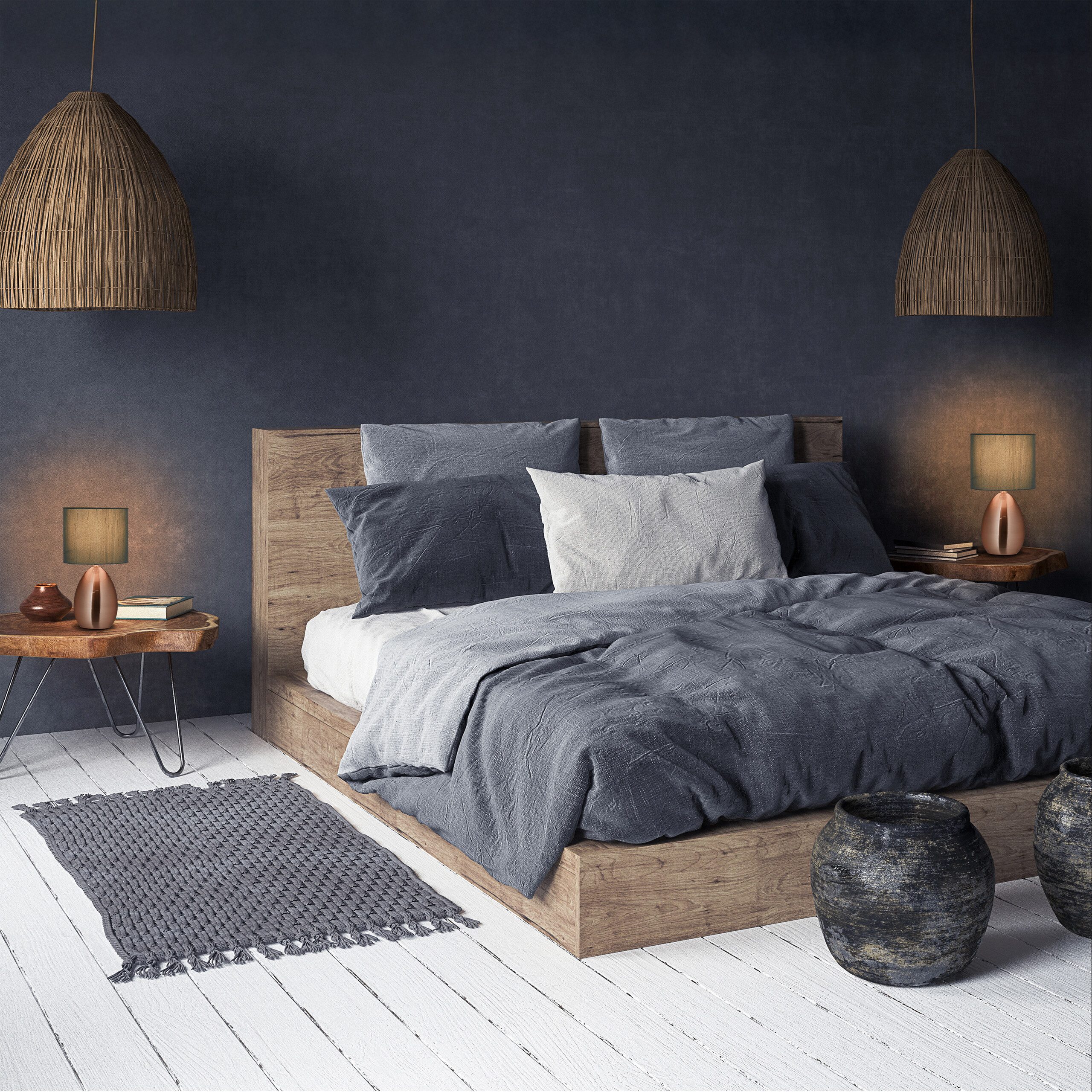 relaxdays Nachttischlampe Tischlampe Metall & Stoff, ohne Leuchtmittel, Kup günstig online kaufen