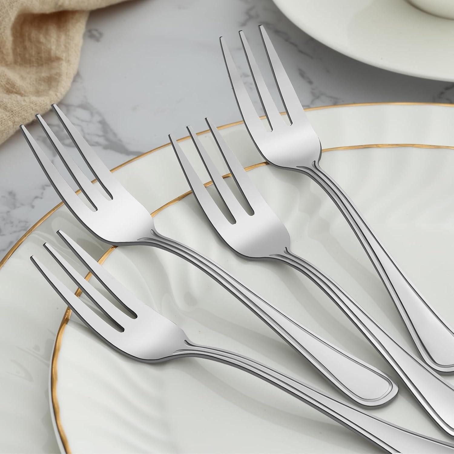 LuxusKollektion Kuchengabel Dessertgabeln 24er Edelstahl U-förmiger Griff Premium-Teegabel