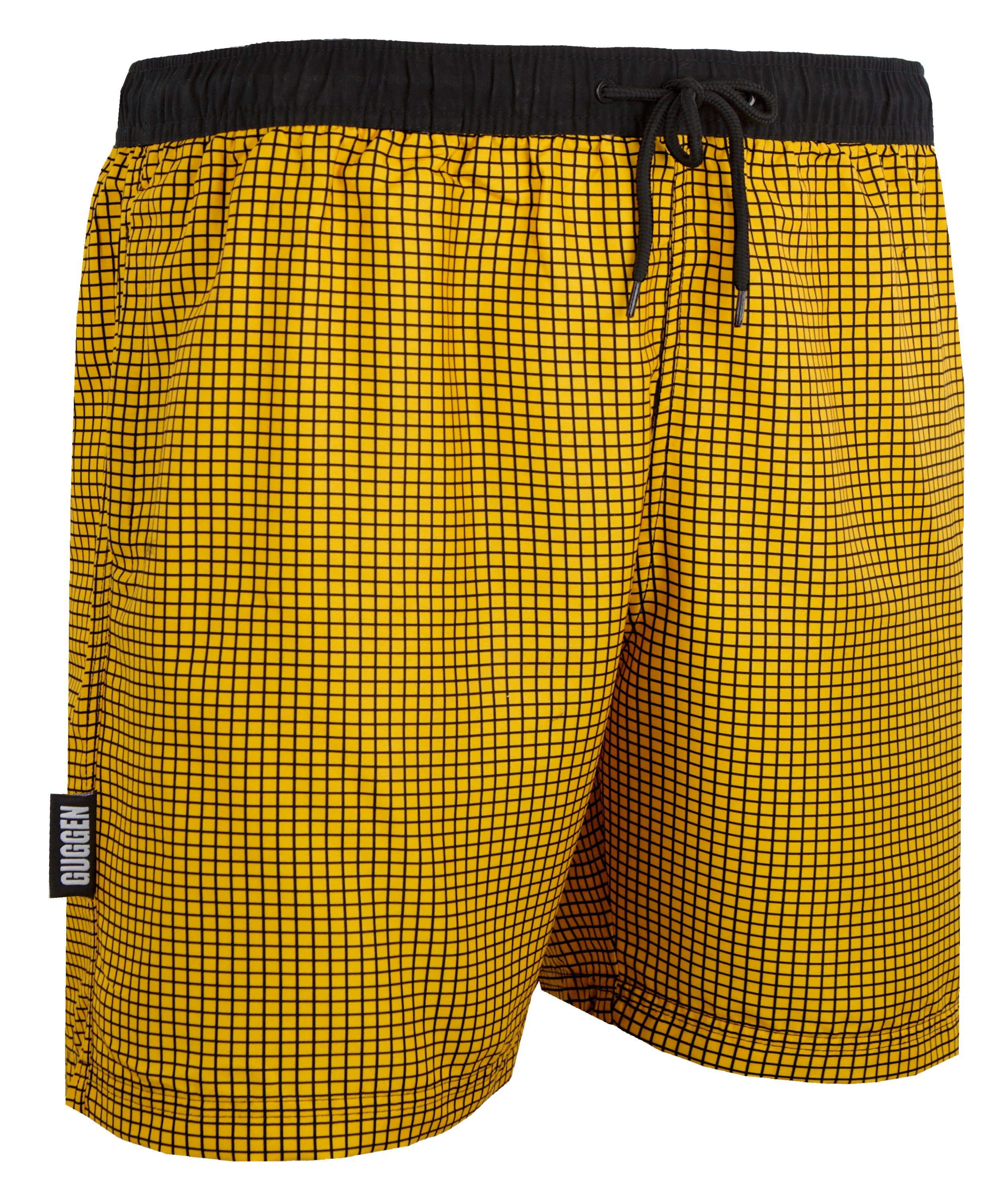 Herren Style6 GUGGEN Badehose Muster kariertes Mountain Männer Kordelzug mit Badeshorts Schnelltrocknende Badehose Badeshorts Lemon