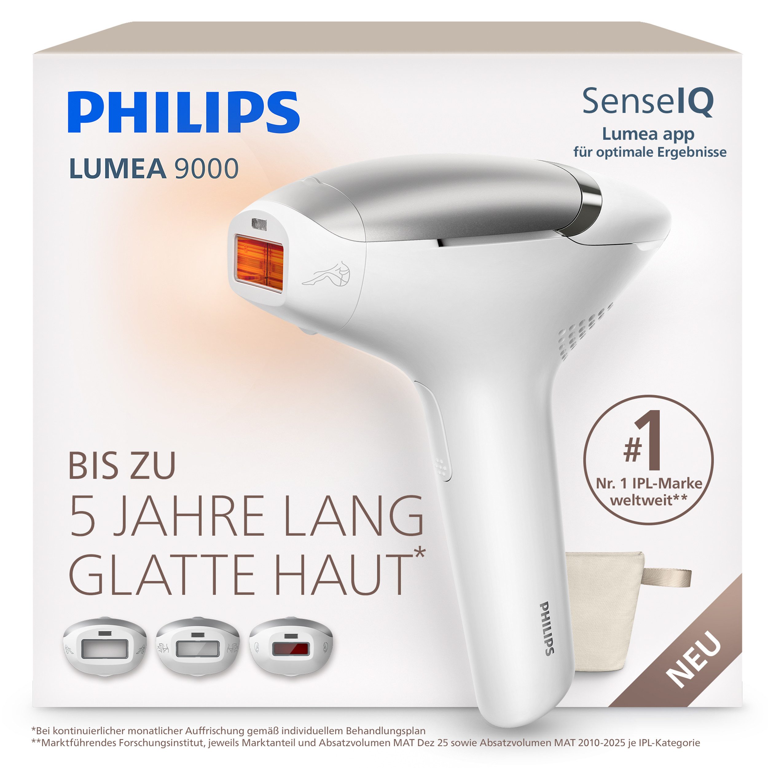 Philips IPL-Haarentferner Philips Lumea Series 9000 BRI936/00, 3 Aufsätze (empfindliche Bereiche, Körper, Gesicht)