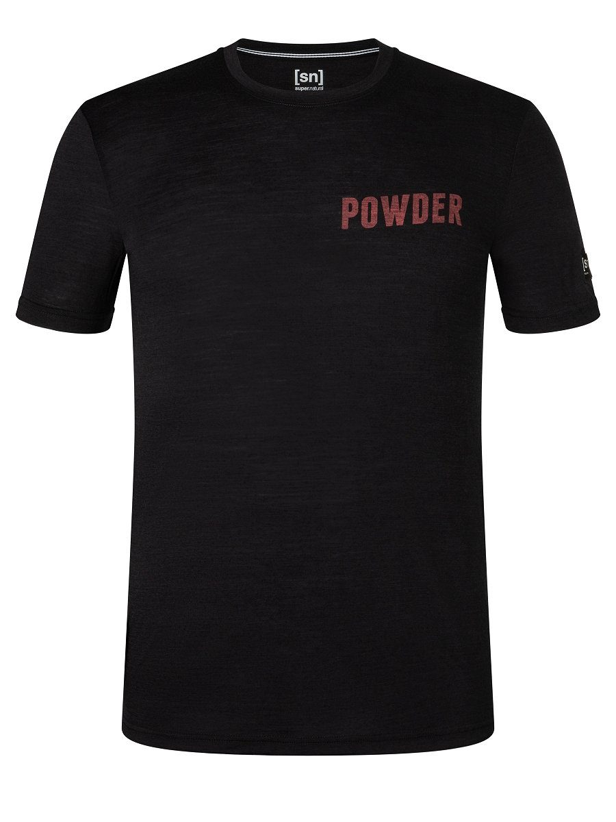 T-Shirt Grey/Aurora atmungsaktiver Merino-Materialmix Print-Shirt Black SUPER.NATURAL Red TEE M POWDER Jet DAYS Melange/Feather Merino