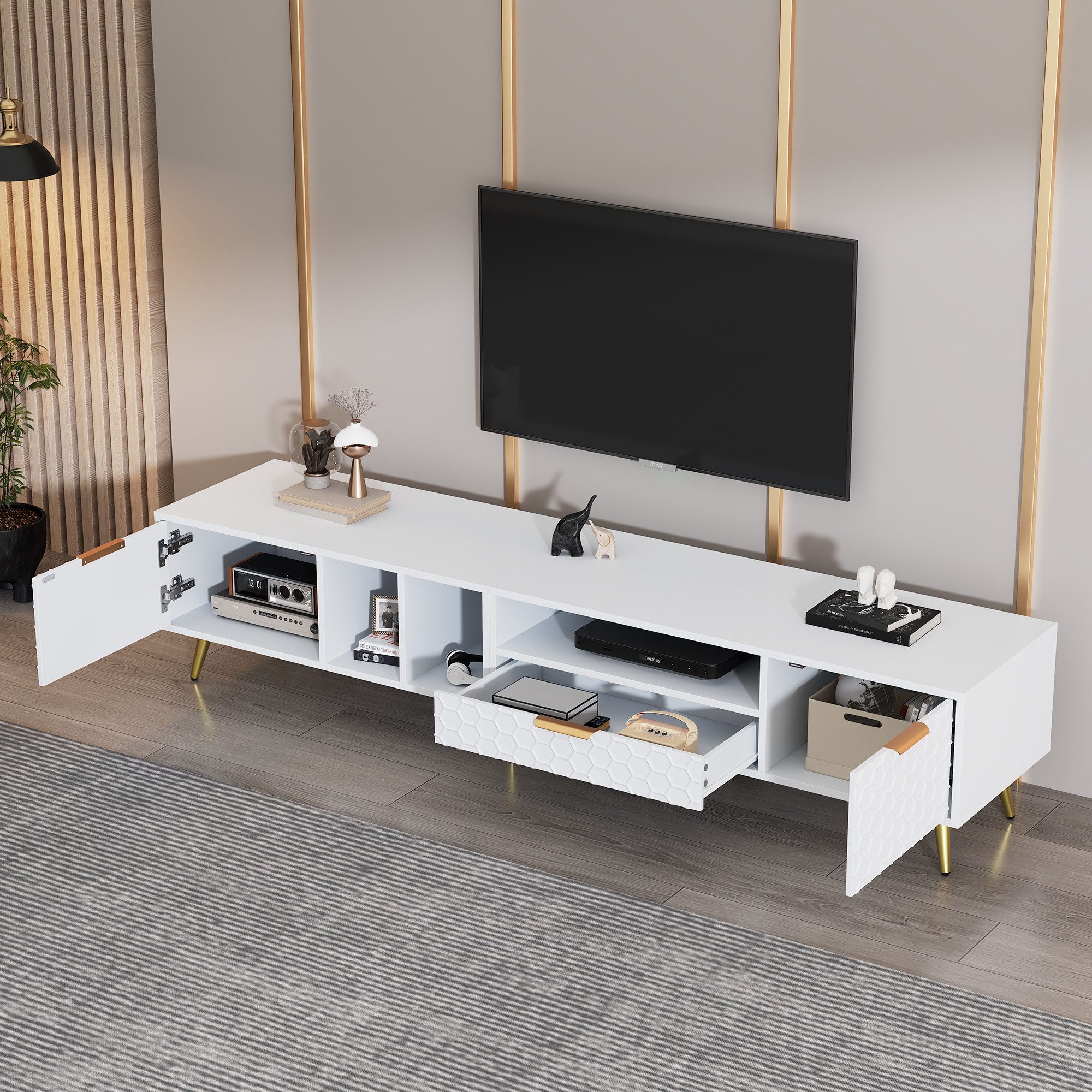 MODFU Lowboard mit mehreren Aufbewahrungsfunktionen (TV-Schrank,Fernsehtisc günstig online kaufen