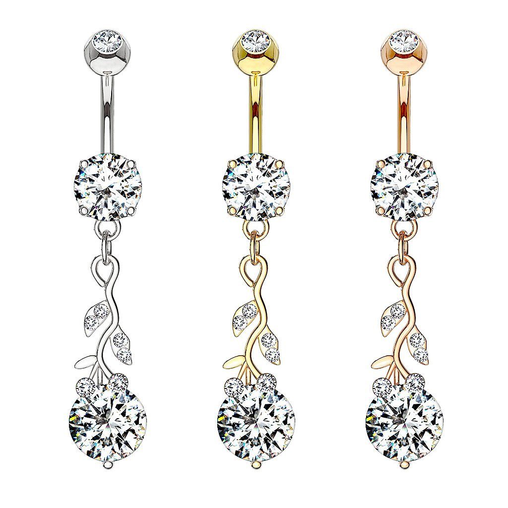 Taffstyle Bauchnabelpiercing Piercing Chirurgenstahl Kristall Blätter, günstig online kaufen