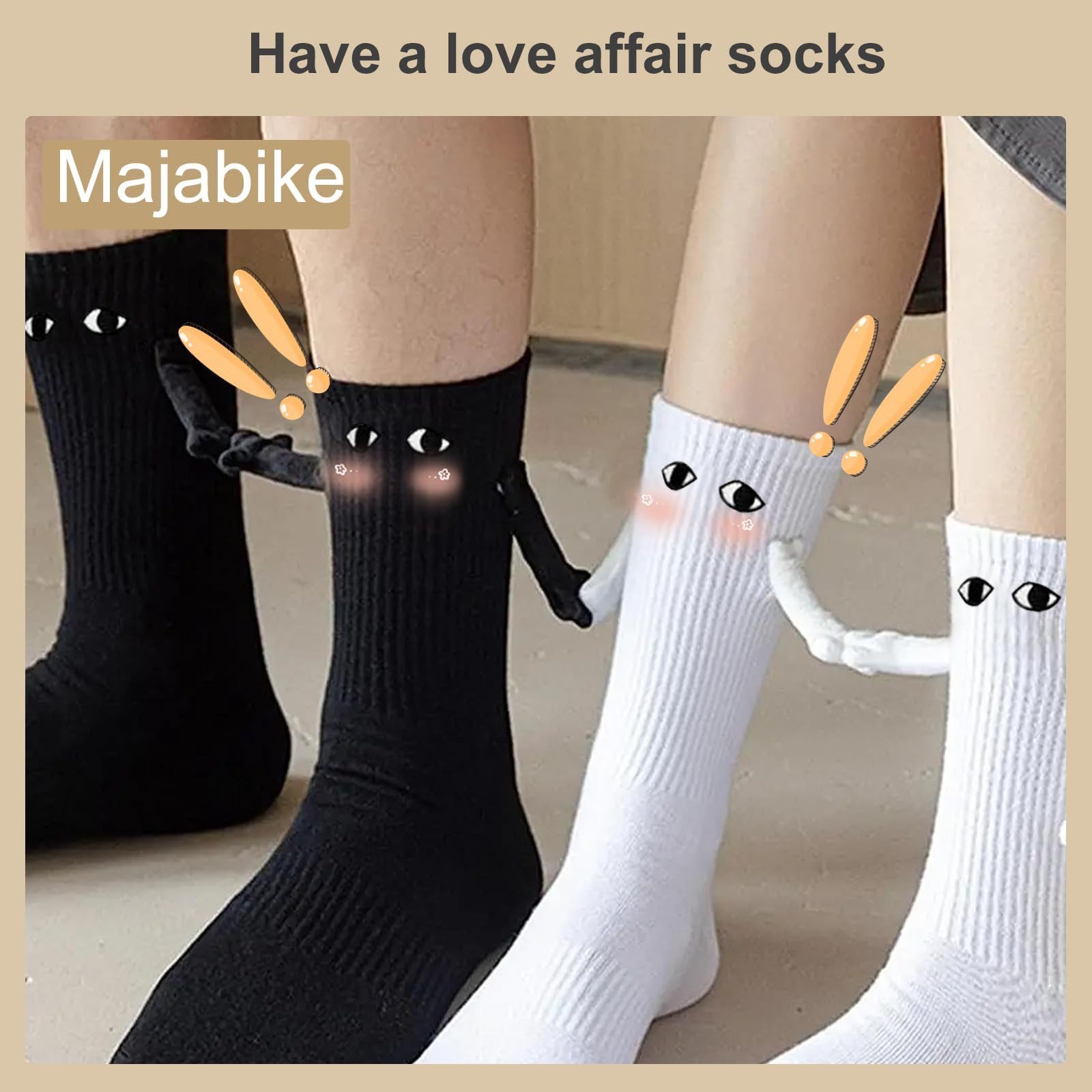 MOPUEA Socken 4 Paar Magnetische Socken,Hand in Hand Lustige Socken Atmungsaktiv