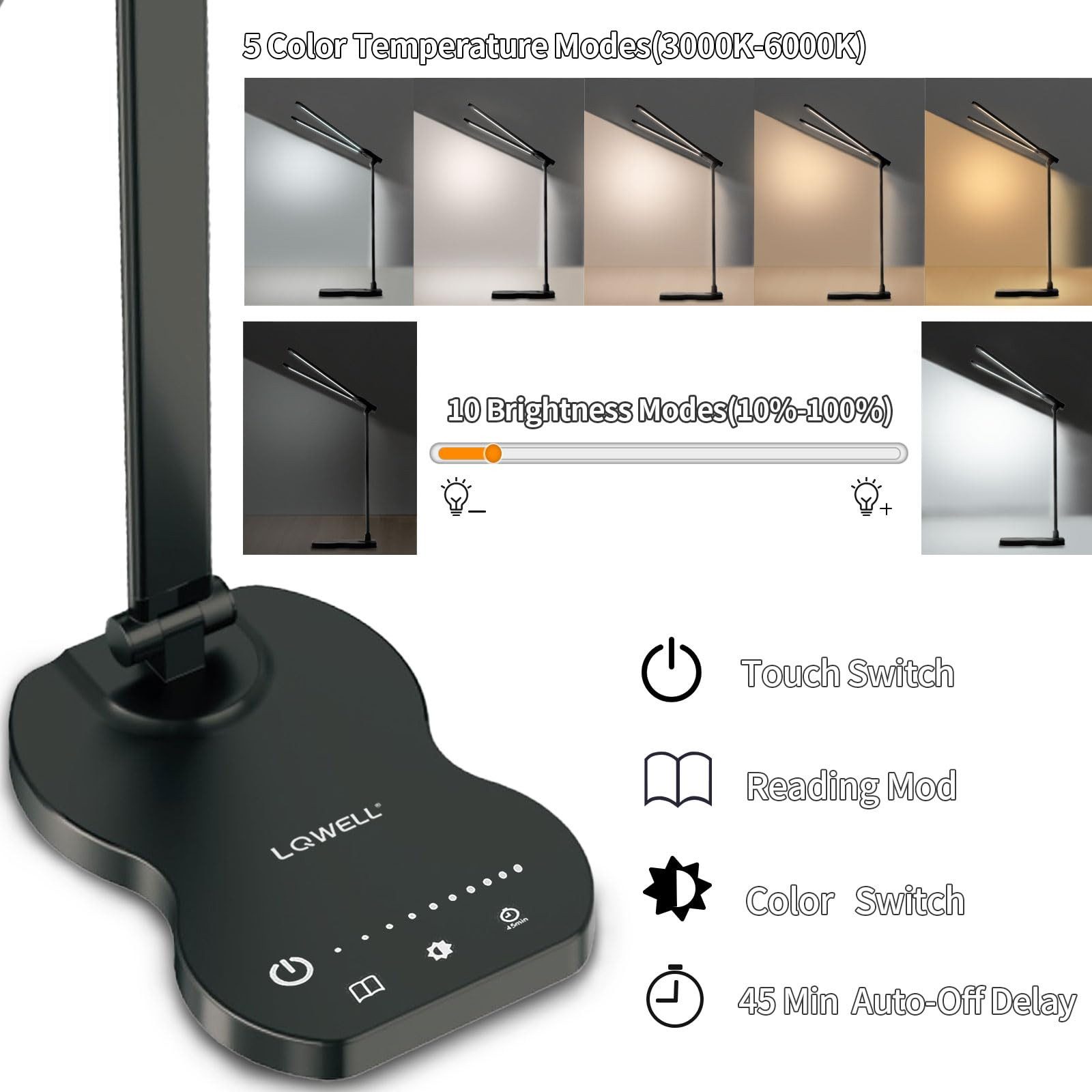 LQWELL Schreibtischlampe Doppelkopf-Schreibtischlampe LED Dimmbar, LED günstig online kaufen