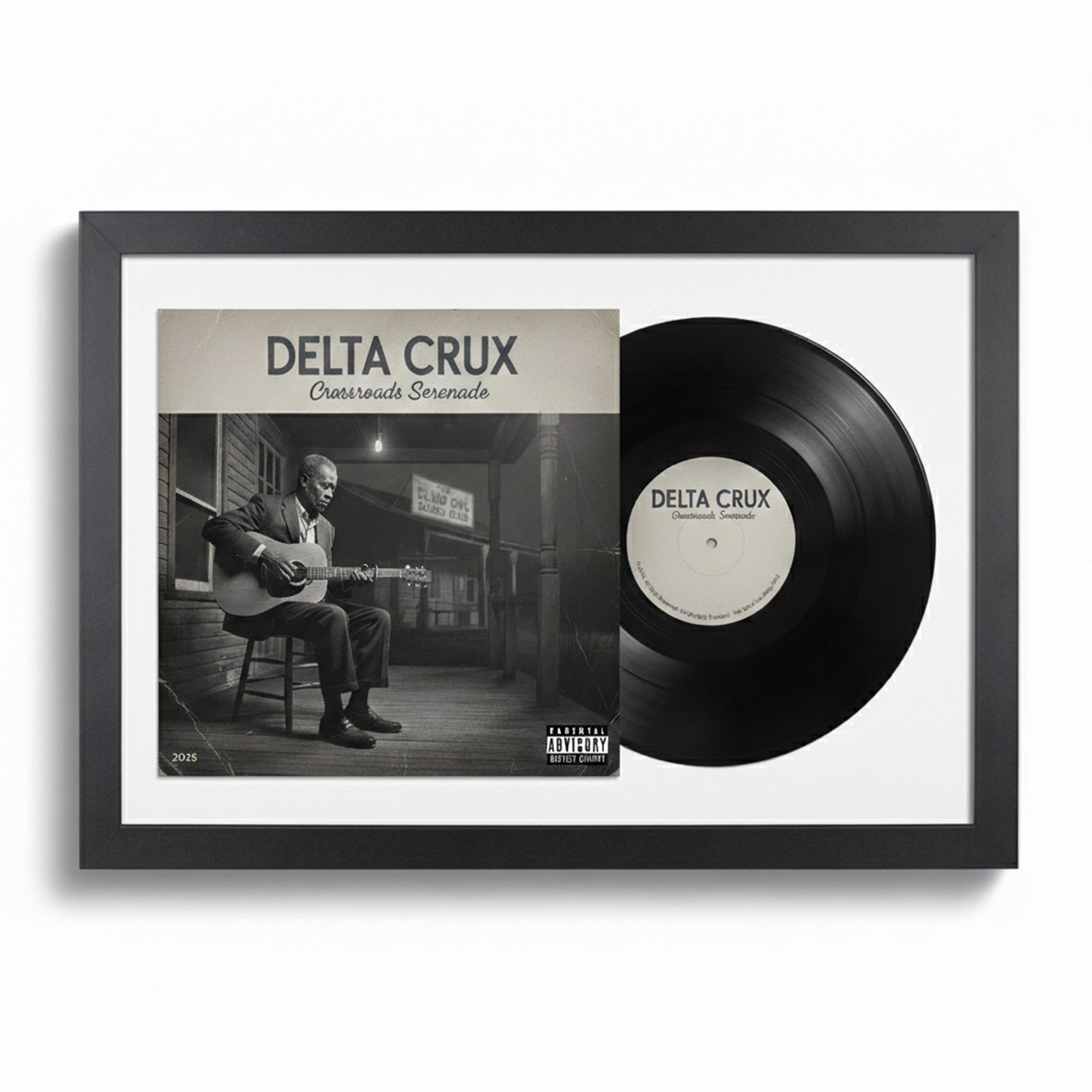 K-Möbel Bilderrahmen Schallplatten Rahmen für Vinyl und Cover, (1 St), mit Passepartout