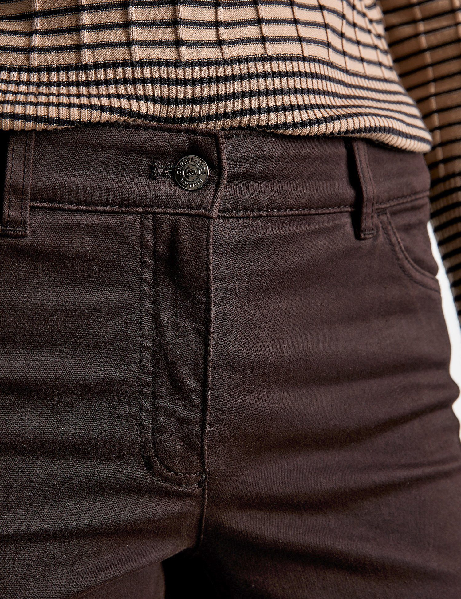 Jeans Straight Kurzgröße Braun WEBER Fit Stretch-Jeans GERRY 5-Pocket