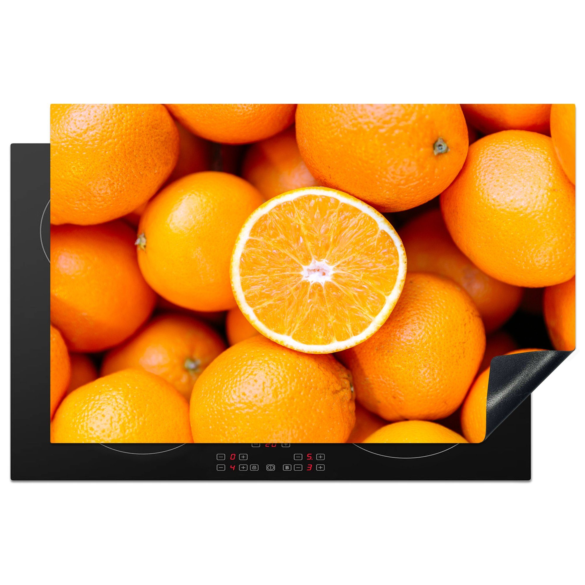 MuchoWow Herdblende-/Abdeckplatte tlg), Obst Orange, für Vinyl, Schutz Ceranfeldabdeckung cm, die küche, (1 - 81x52 Induktionskochfeld