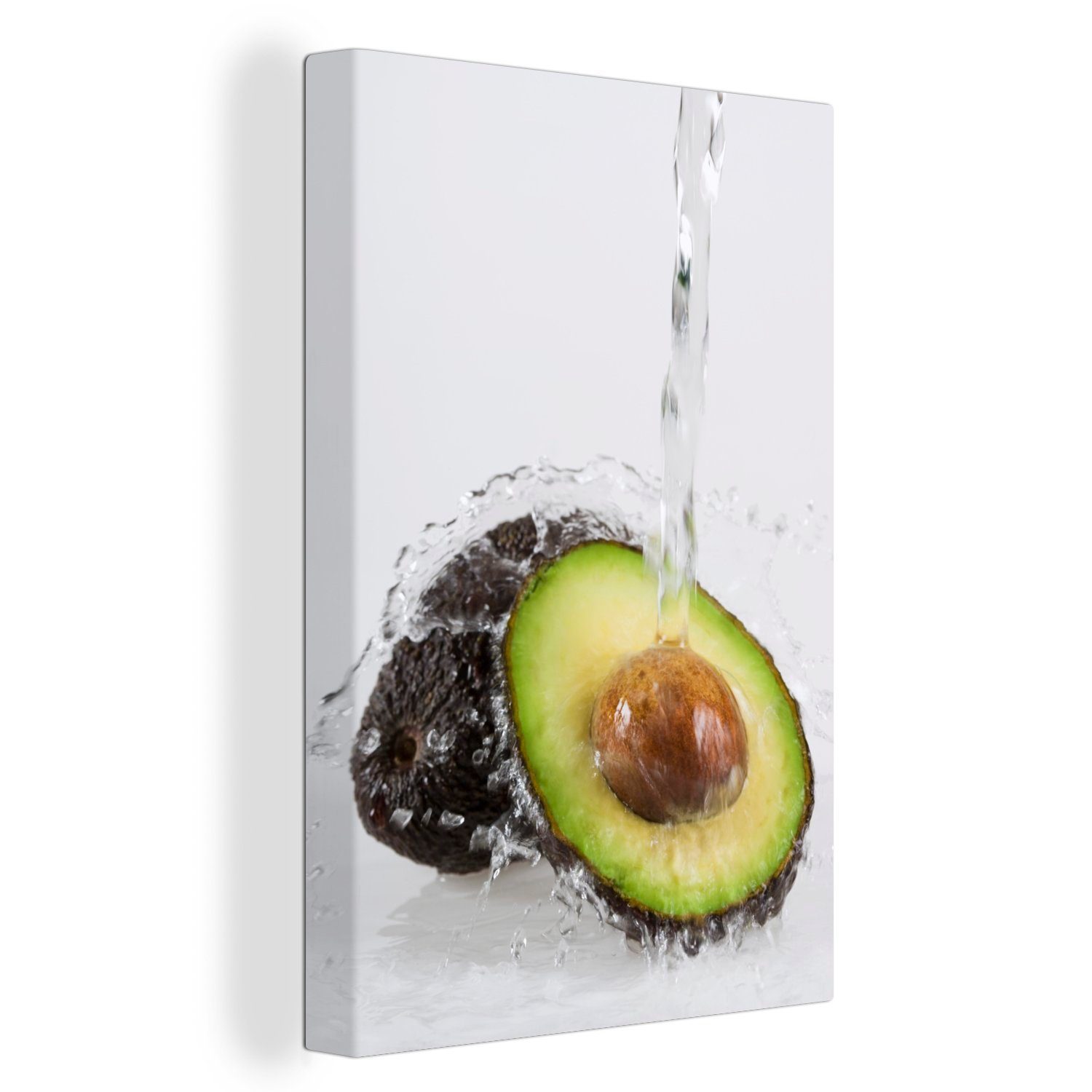 OneMillionCanvasses® Leinwandbild Wasser - Avocado - Wasserhahn, (1 St), Leinwandbild fertig bespannt inkl. Zackenaufhänger, Gemälde, 20x30 cm