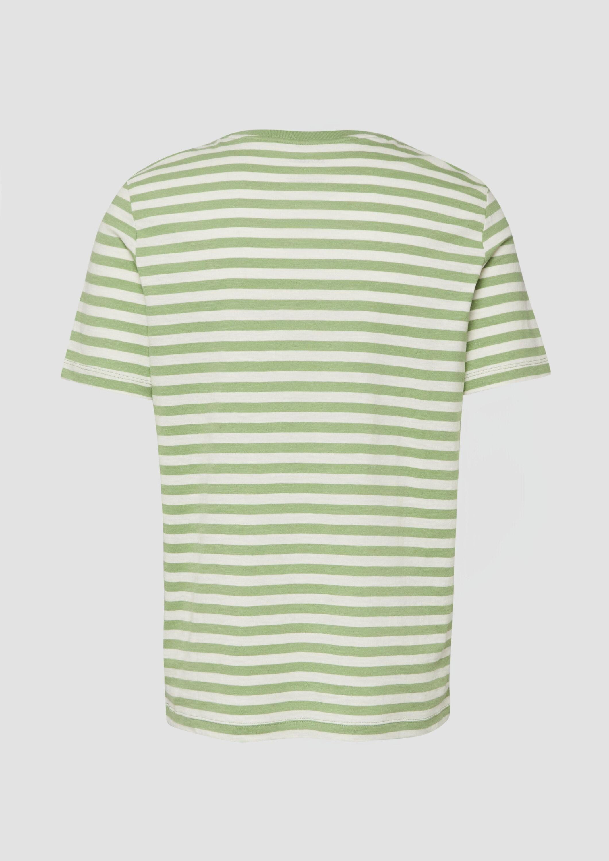 s.Oliver Kurzarmshirt T-Shirt Gestreiftes T-Shirt in Flammgarnstruktur