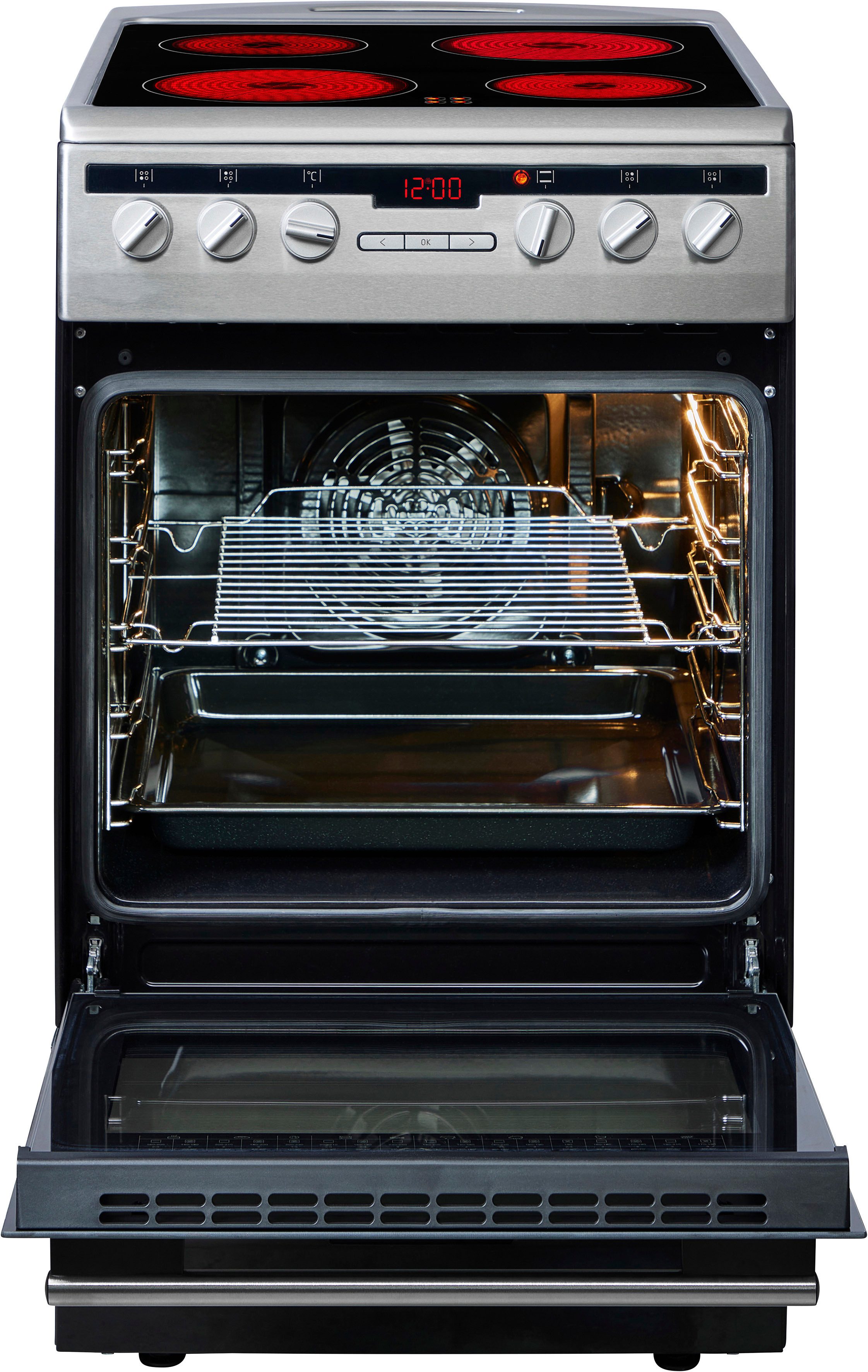 Amica Elektro-Standherd SHC 11579/1 E, mit Teleskopauszug nachrüstbar, Kompakter Kochkomfort für den täglichen Küchenalltag