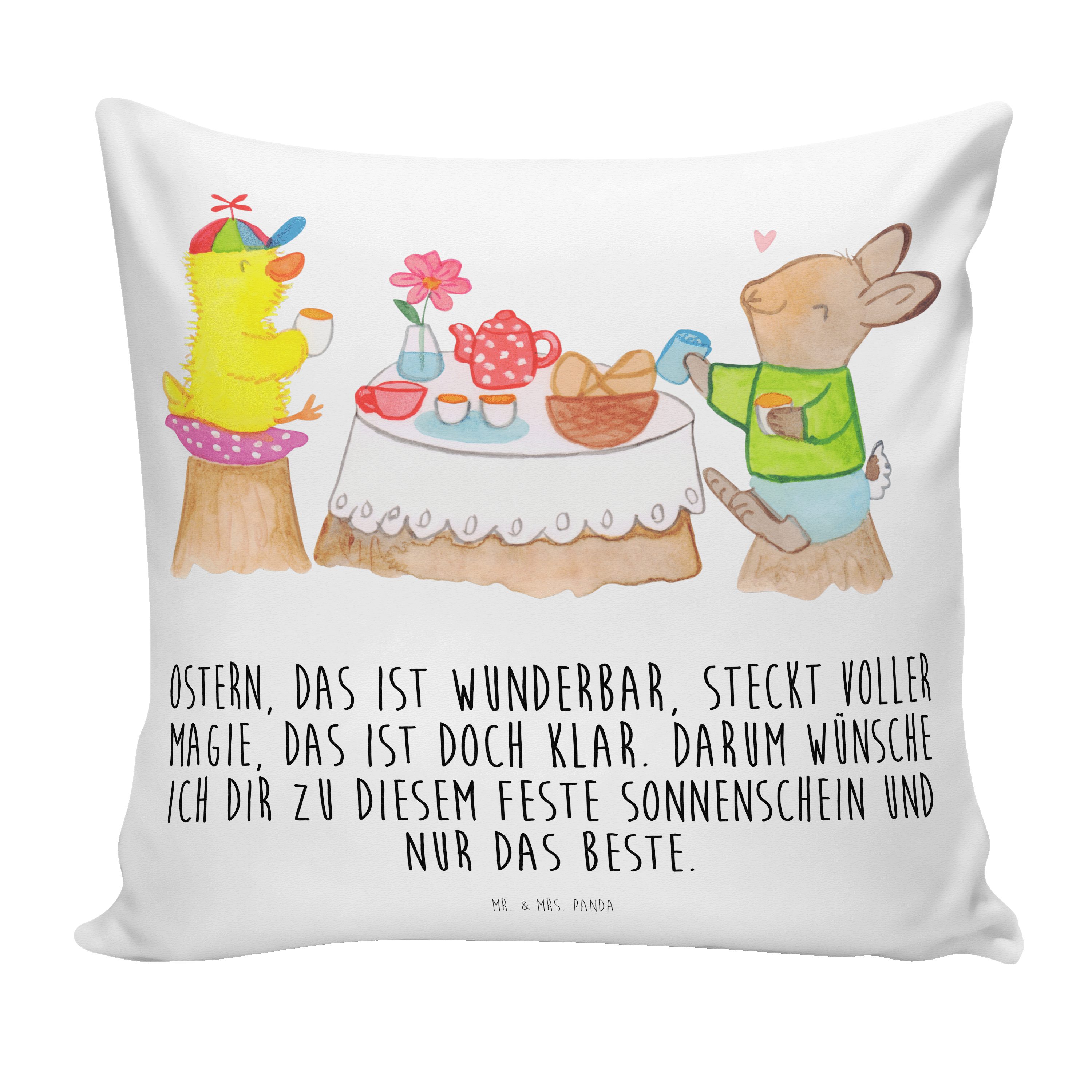 Mr. & Mrs. Panda - Weiß Geschenk, Kissenhülle, Ostern Osterhas Sofakissen, Dekokissen - Frühstück