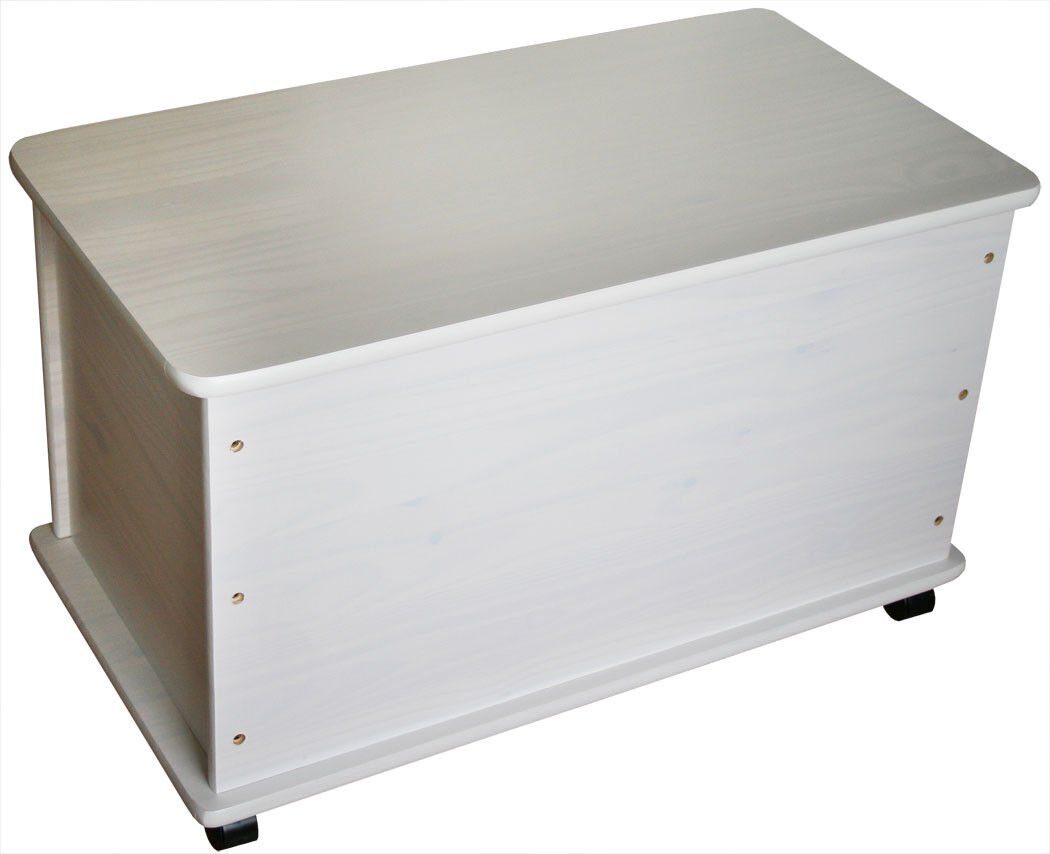 KMH Spielzeugtruhe Spielzeugtruhe - Weiß oder Natur, 4 bewegliche Doppelrol günstig online kaufen