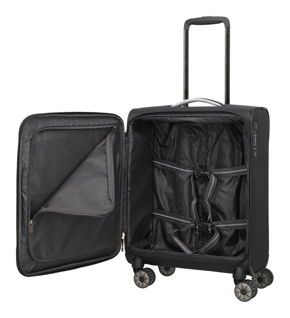 travelite Handgepäck-Trolley JETPACK Multi Light 4 Cabin, konzipiert für Condor & Ryanair, 4 Rollen, Weichgepäck-Koffer Handgepäck für die meisten gängigen Airlines