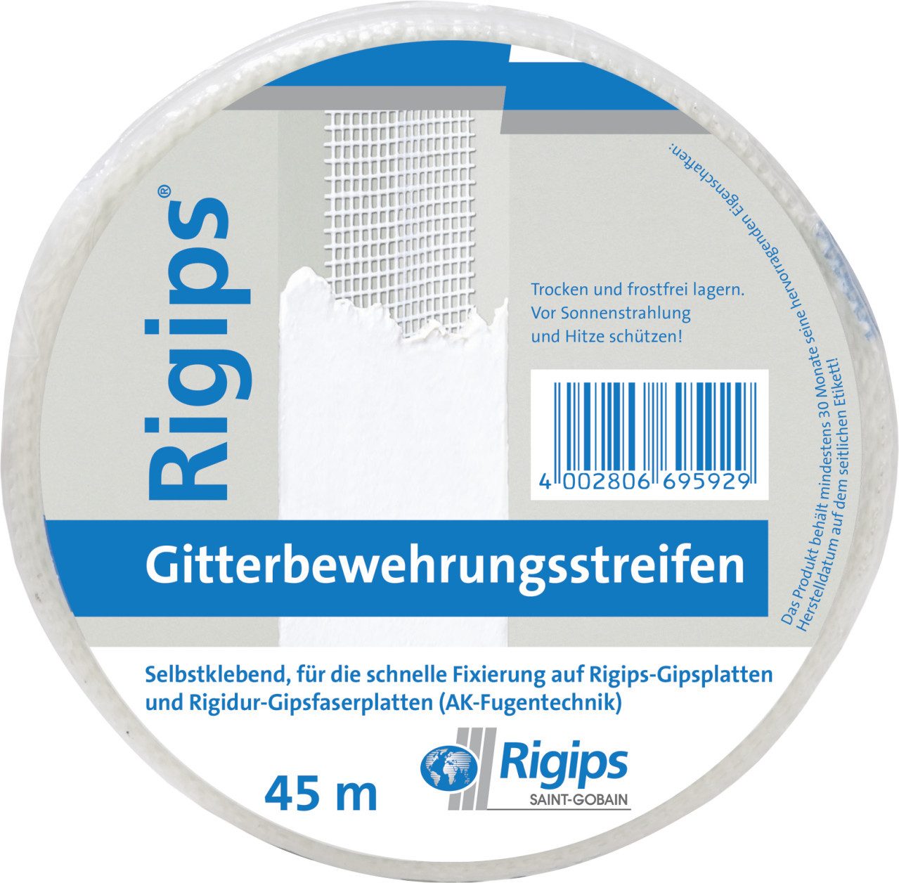 Rigips Glasfasergewebe Rigips Gitterbewehrungsstreifen 45 m x 48 mm