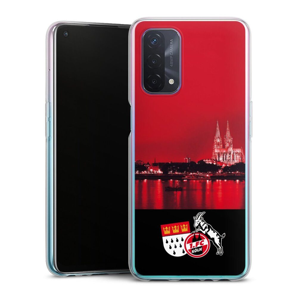 DeinDesign Handyhülle Skyline 1. FC Köln Offizielles Lizenzprodukt Skyline Köln Rot, Oppo A54 5G Silikon Hülle Bumper Case Handy Schutzhülle
