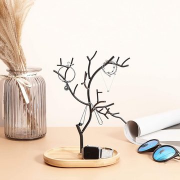 Lubgitsr Schmuckständer Schmuckbaum aus Holz und Metall - Schmuckständer für Ketten Ringe (1 St)