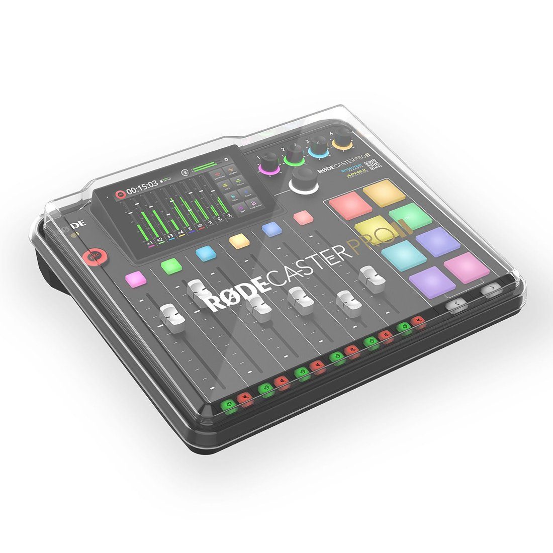 Mischpult 2 mit Rodecaster Pro II Microphones Rode Tuch mit RODE RodeCover
