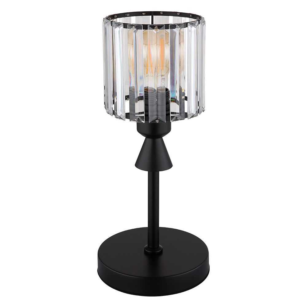 GLOBO LIGHTING Tischleuchte, Leuchtmittel nicht inklusive, Tischleuchte Beistelllampe Nachttischlampe Metall Schwarz Kristalle