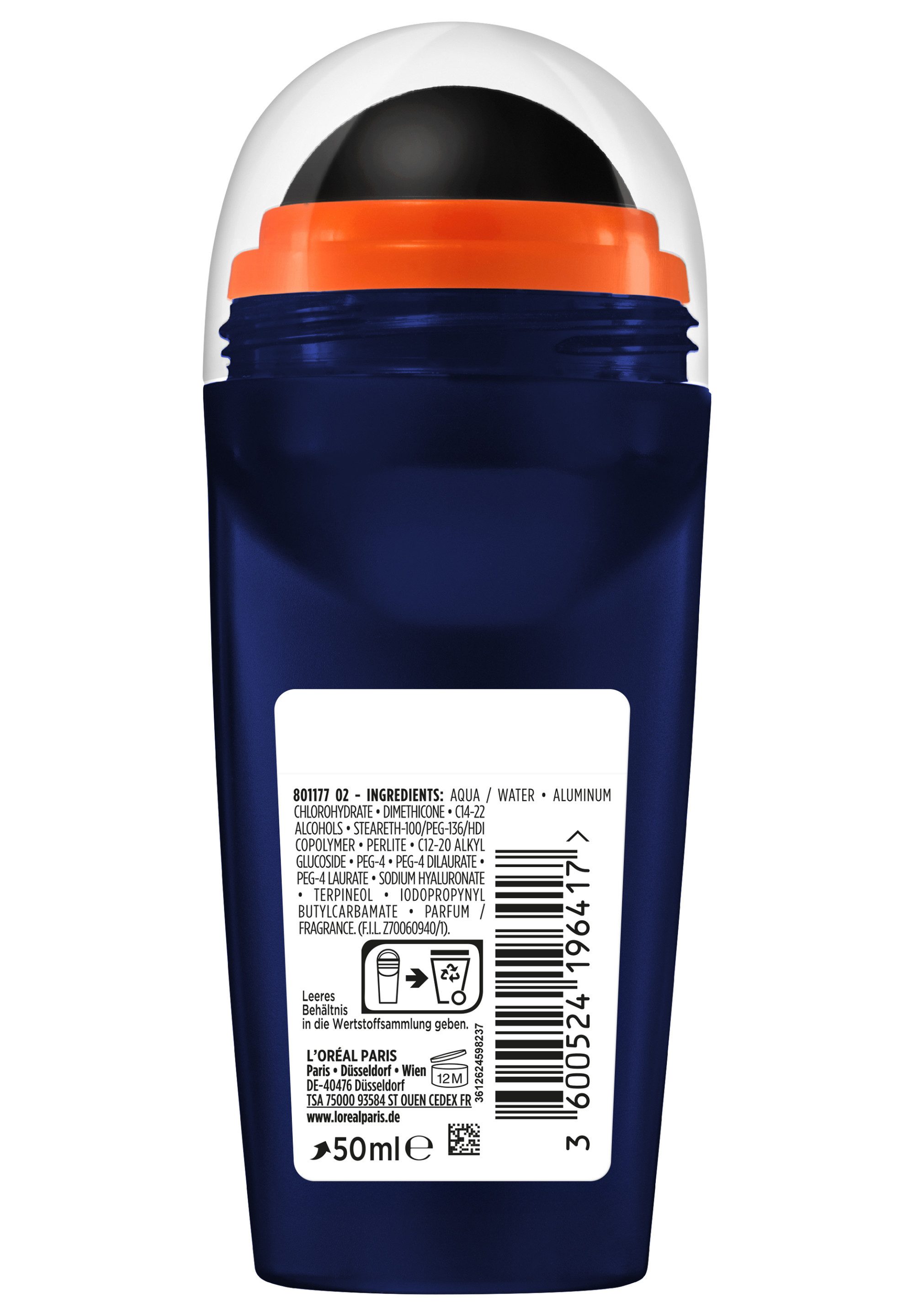 L'ORÉAL PARIS MEN EXPERT Deo-Roller L'Oréal Men Expert Hydra Hyaluronic Anti-Transpirant Roll On 6er Pack, Packung, 6-tlg.